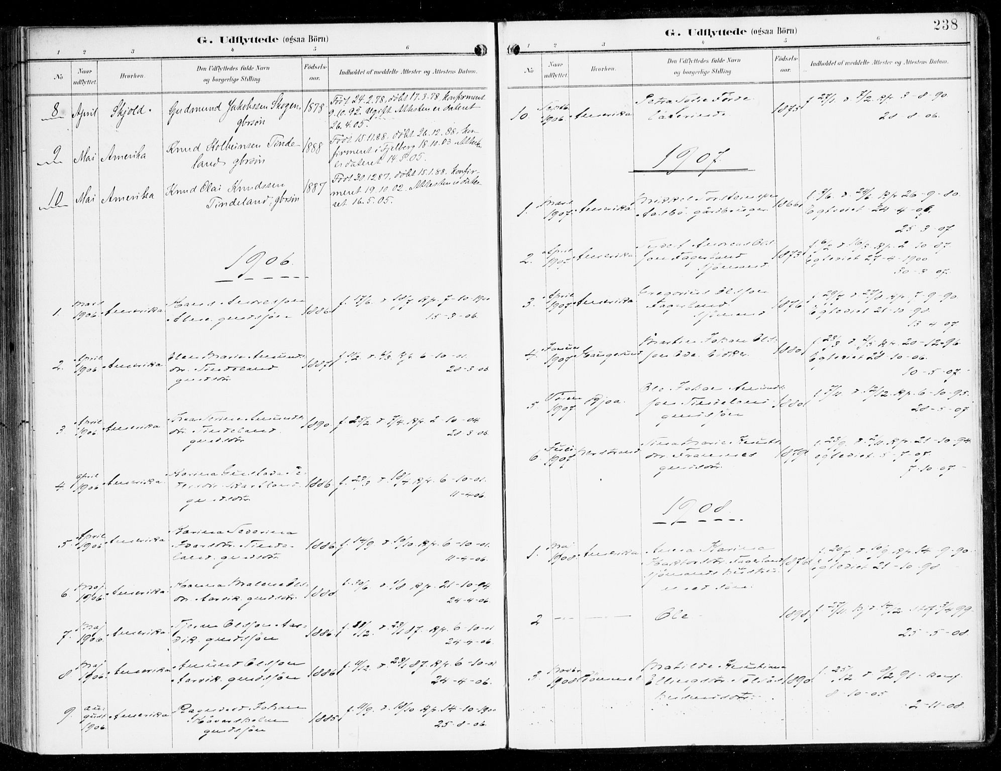 Sveio Sokneprestembete, AV/SAB-A-78501/H/Haa: Parish register (official) no. D 2, 1894-1916, p. 238