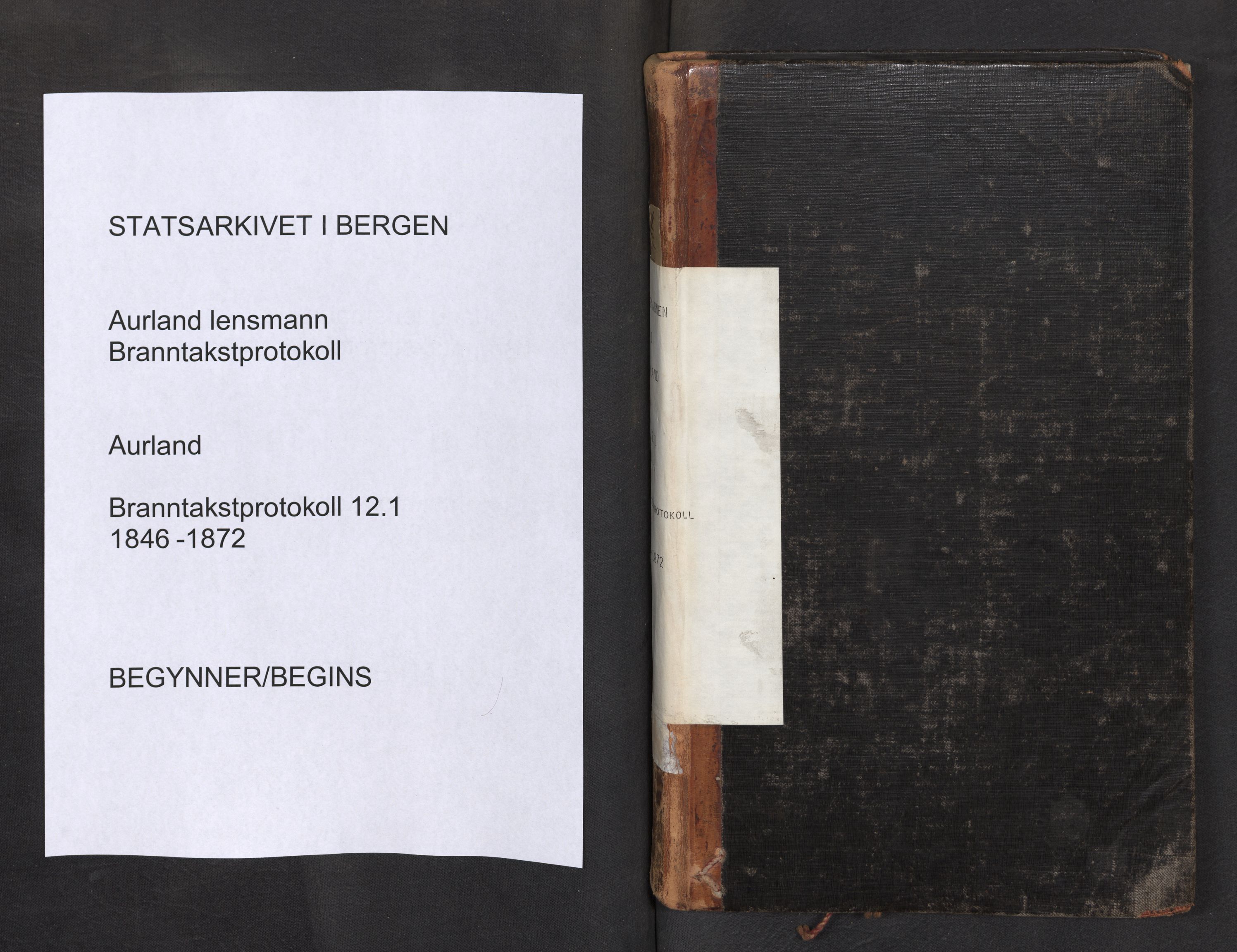 Lensmannen i Aurland, SAB/A-26401/0012/L0001: Branntakstprotokoll, 1846-1872