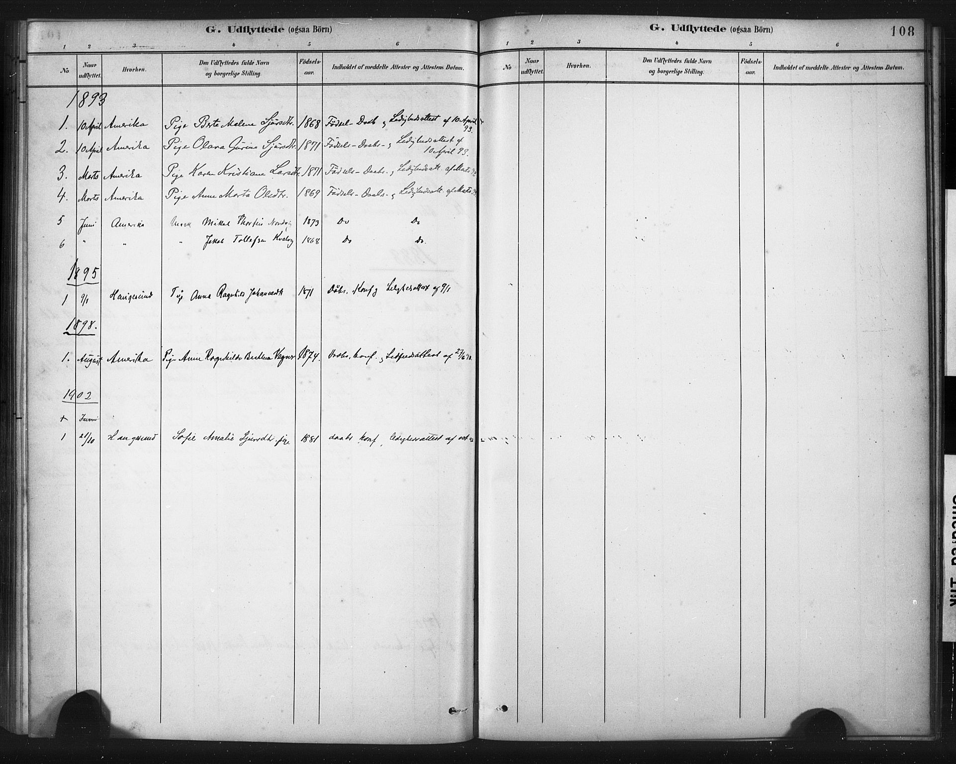 Torvastad sokneprestkontor, AV/SAST-A -101857/H/Ha/Haa/L0016: Parish register (official) no. A 15, 1883-1903, p. 108