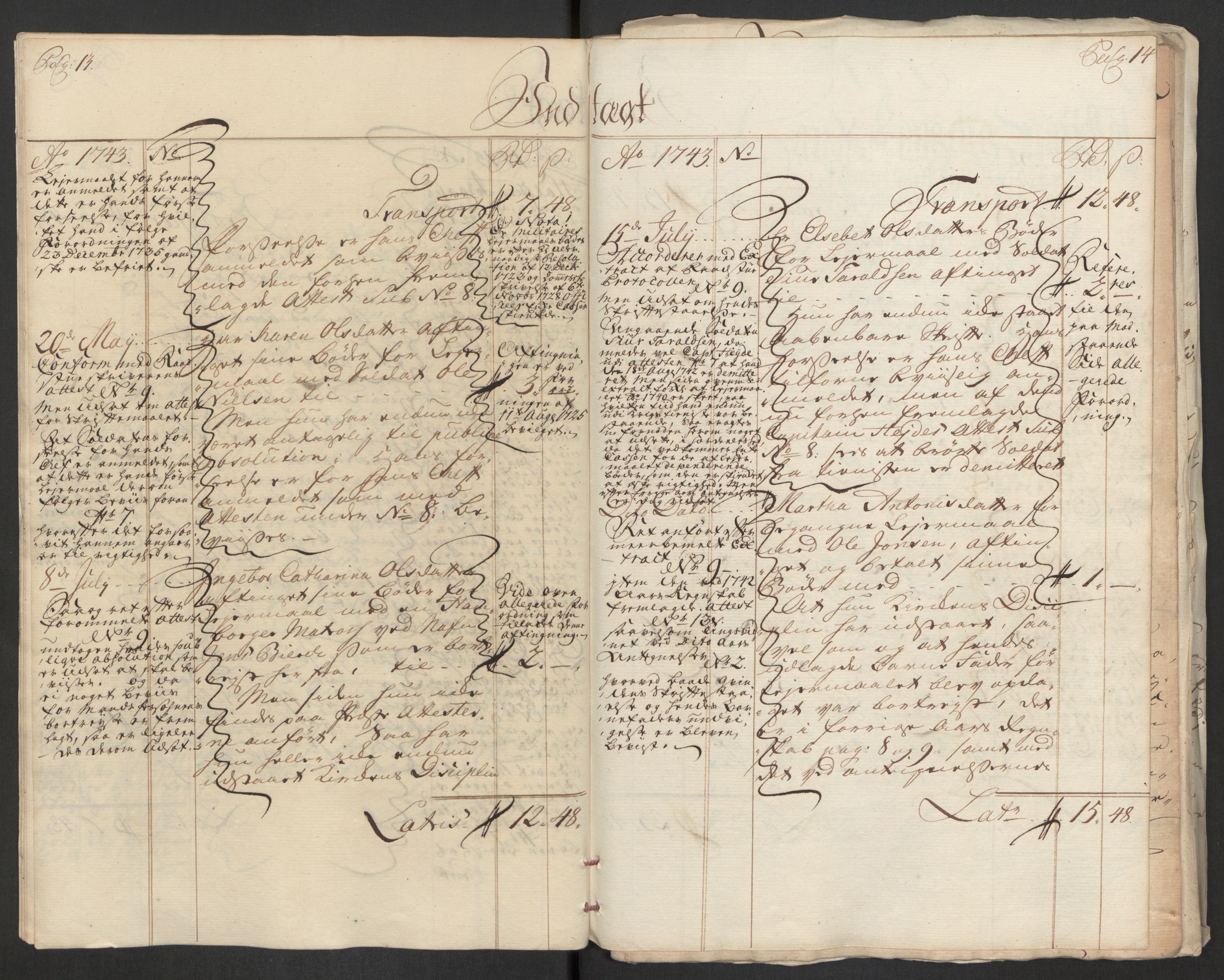 Rentekammeret inntil 1814, Reviderte regnskaper, Byregnskaper, AV/RA-EA-4066/R/Rs/L0541: [S22] Sikt og sakefall, 1743-1746, p. 10