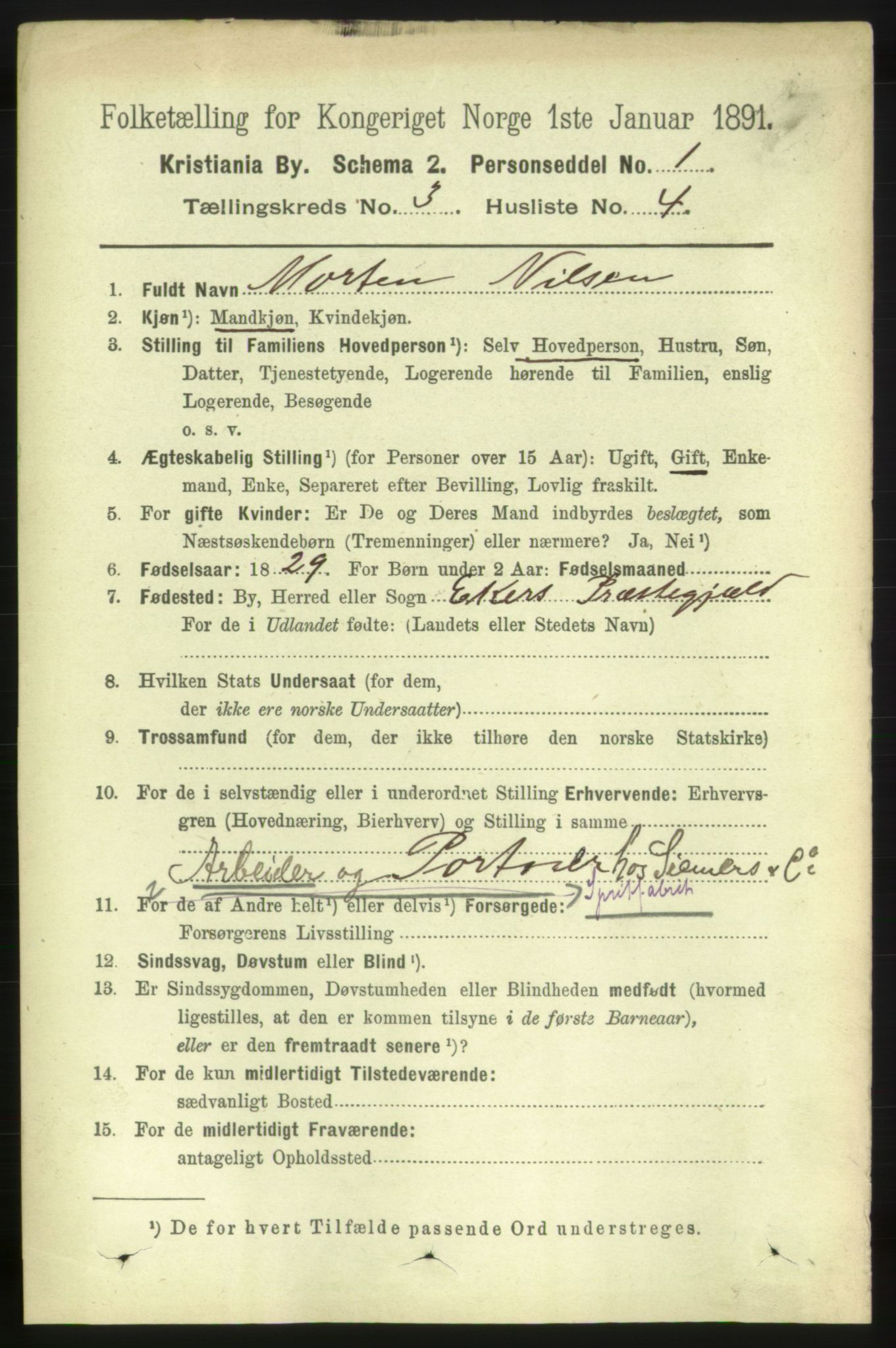 RA, 1891 census for 0301 Kristiania, 1891, p. 1316