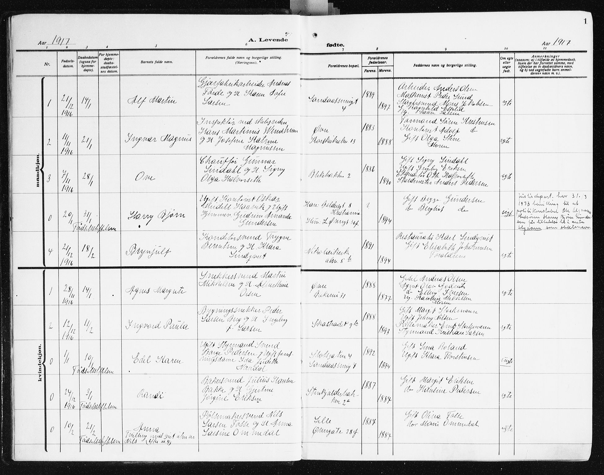 Korskirken sokneprestembete, SAB/A-76101/H/Hab: Parish register (copy) no. B 12, 1917-1942, p. 1