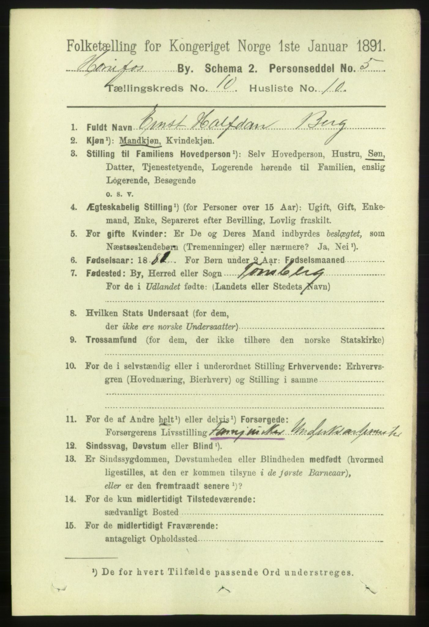 RA, 1891 census for 0601 Hønefoss, 1891, p. 1476