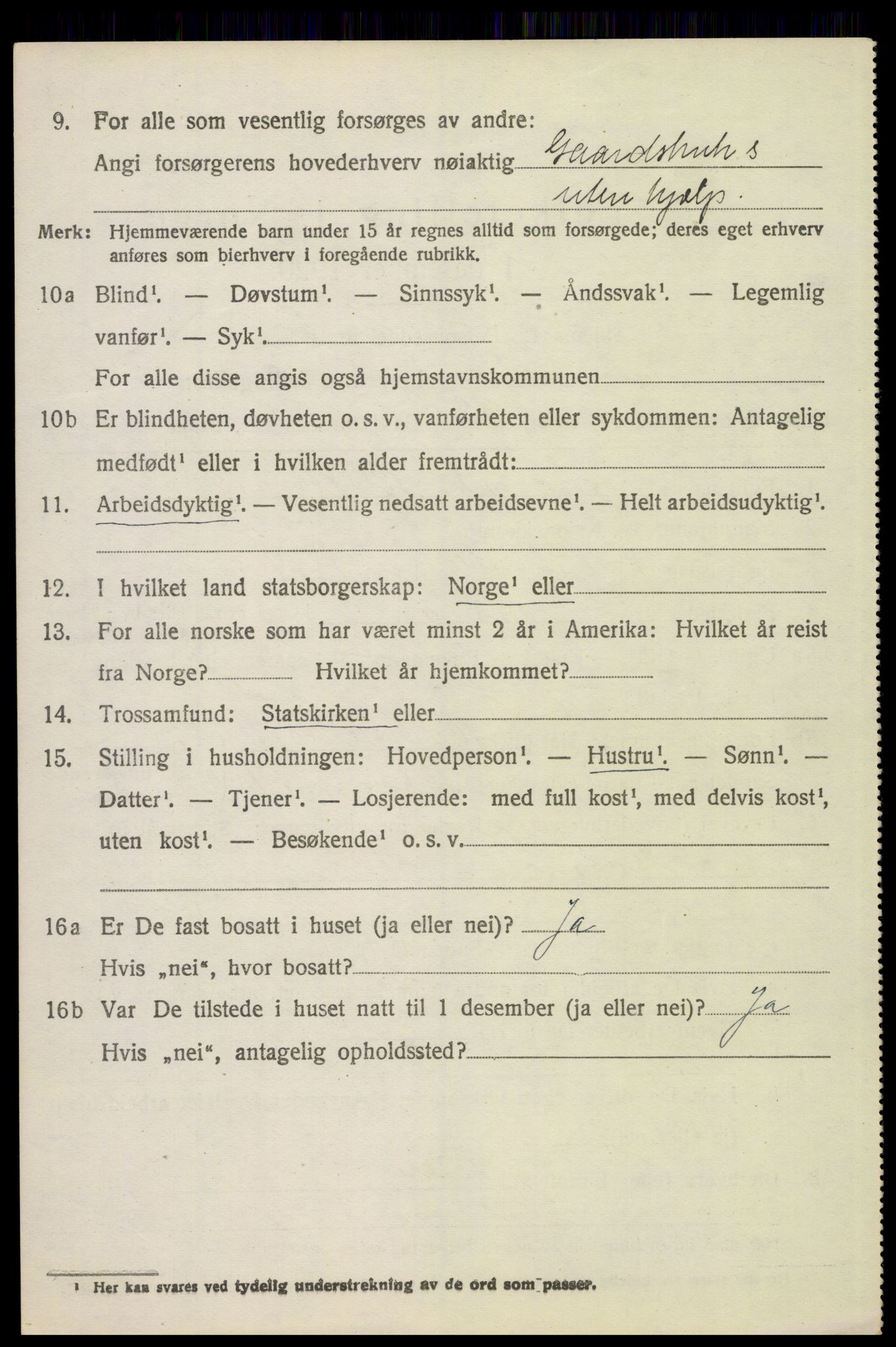 SAH, 1920 census for Tynset, 1920, p. 7519