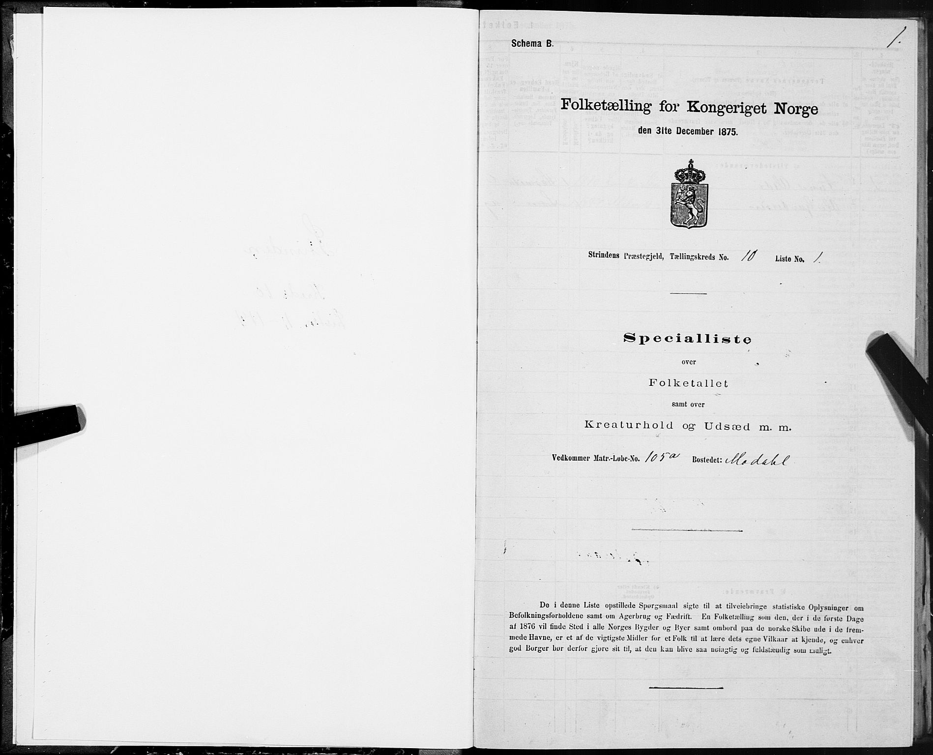 SAT, 1875 census for 1660P Strinda, 1875, p. 6001