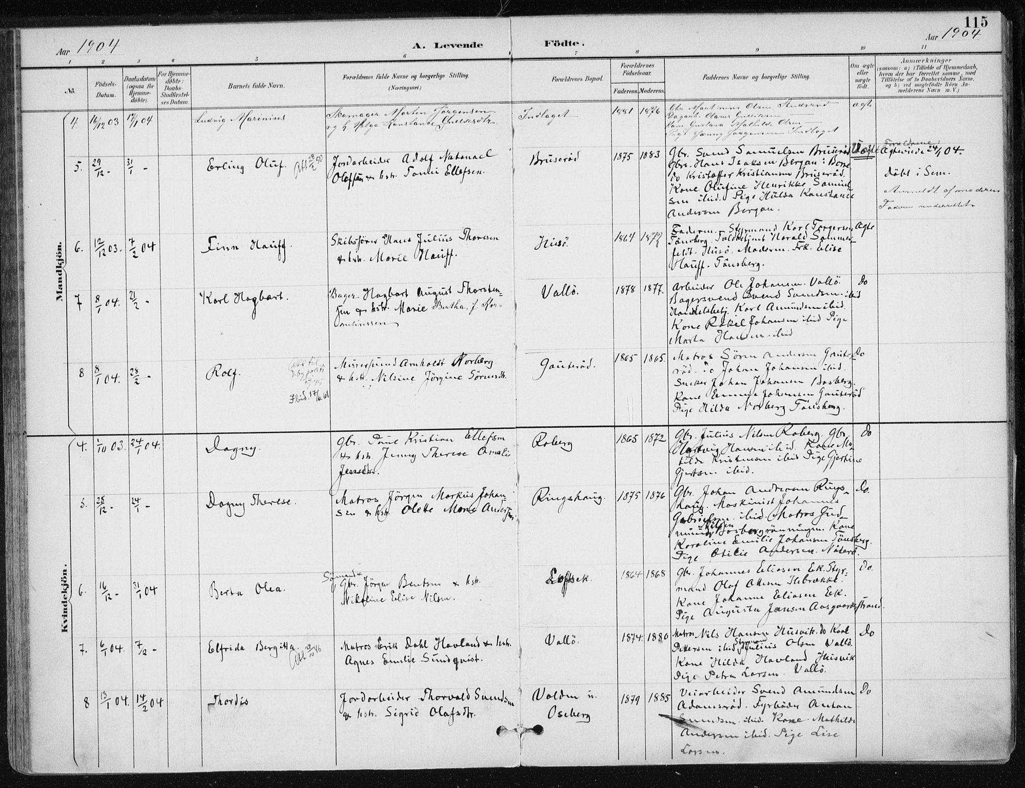 Sem kirkebøker, AV/SAKO-A-5/F/Fb/L0005: Parish register (official) no. II 5, 1892-1904, p. 115