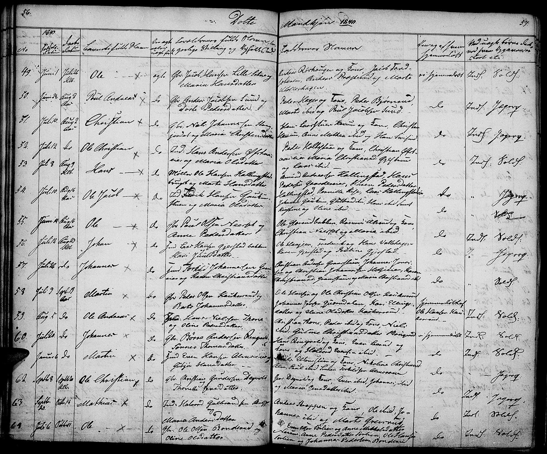 Vestre Toten prestekontor, AV/SAH-PREST-108/H/Ha/Haa/L0003: Parish register (official) no. 3, 1836-1843, p. 56-57