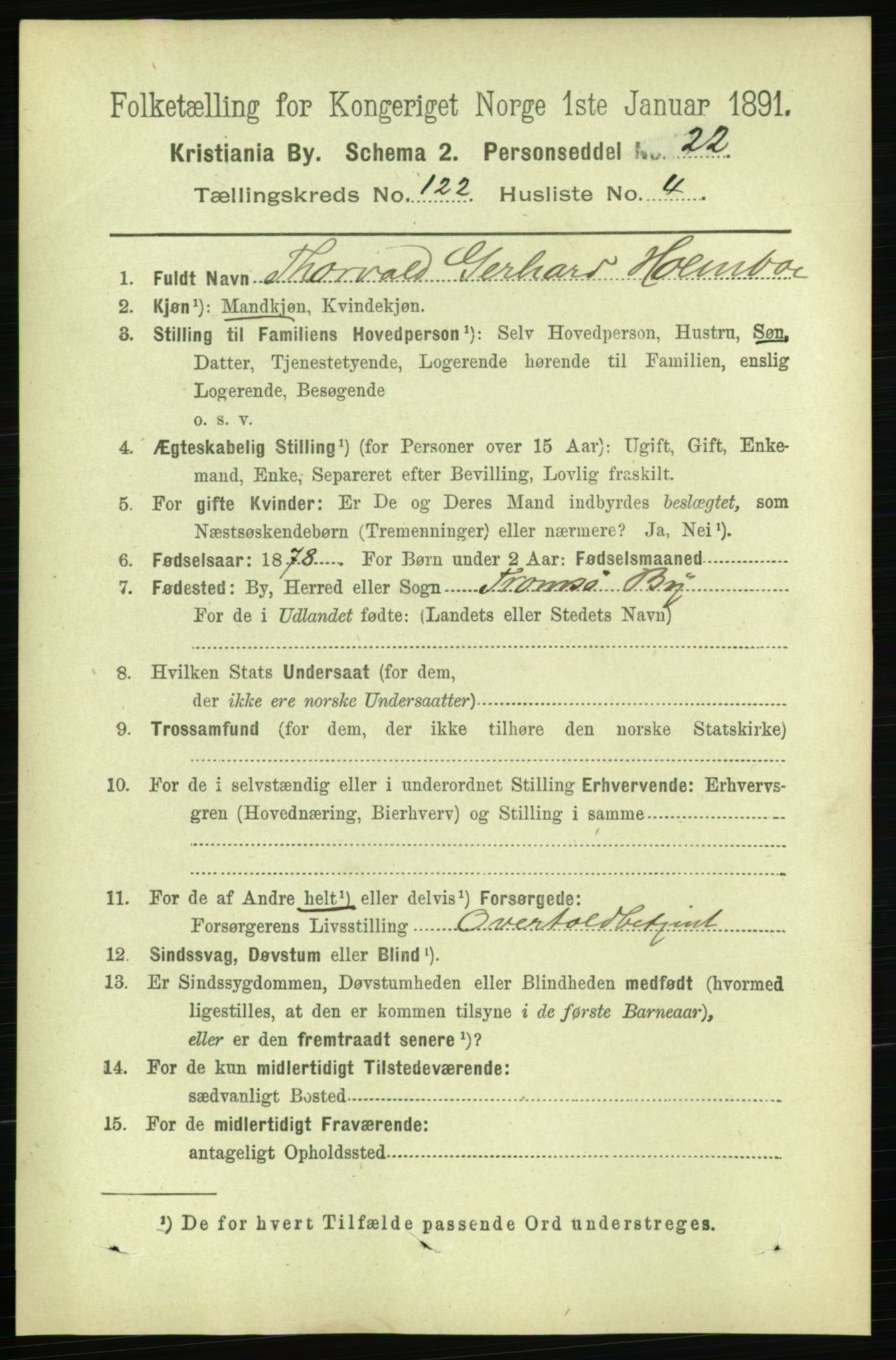 RA, 1891 census for 0301 Kristiania, 1891, p. 64735
