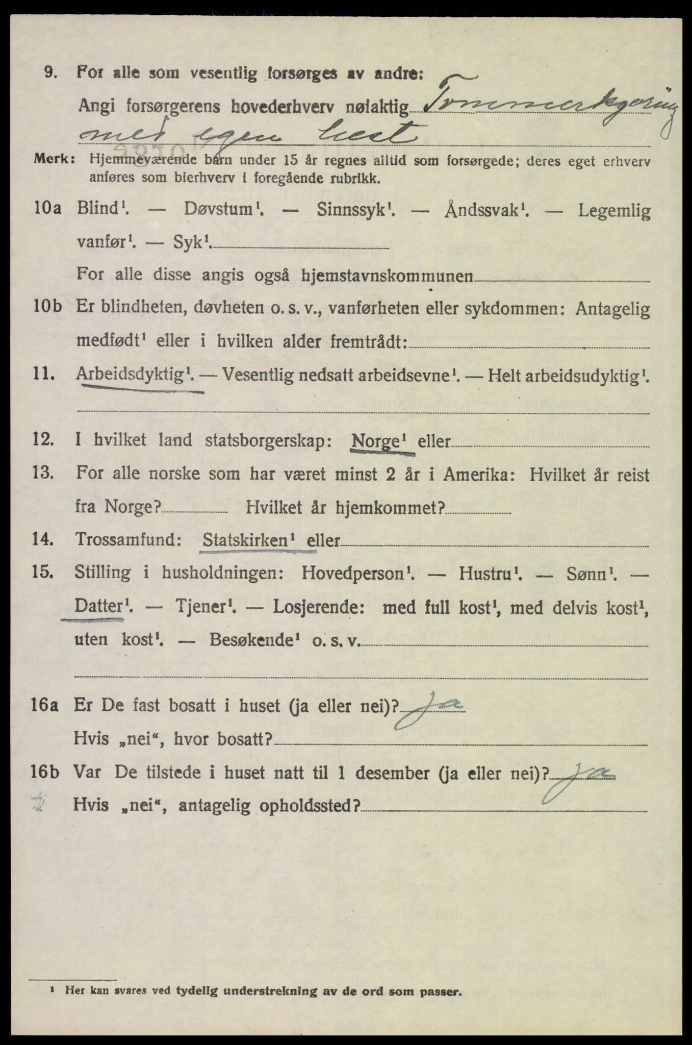 SAH, 1920 census for Trysil, 1920, p. 5384