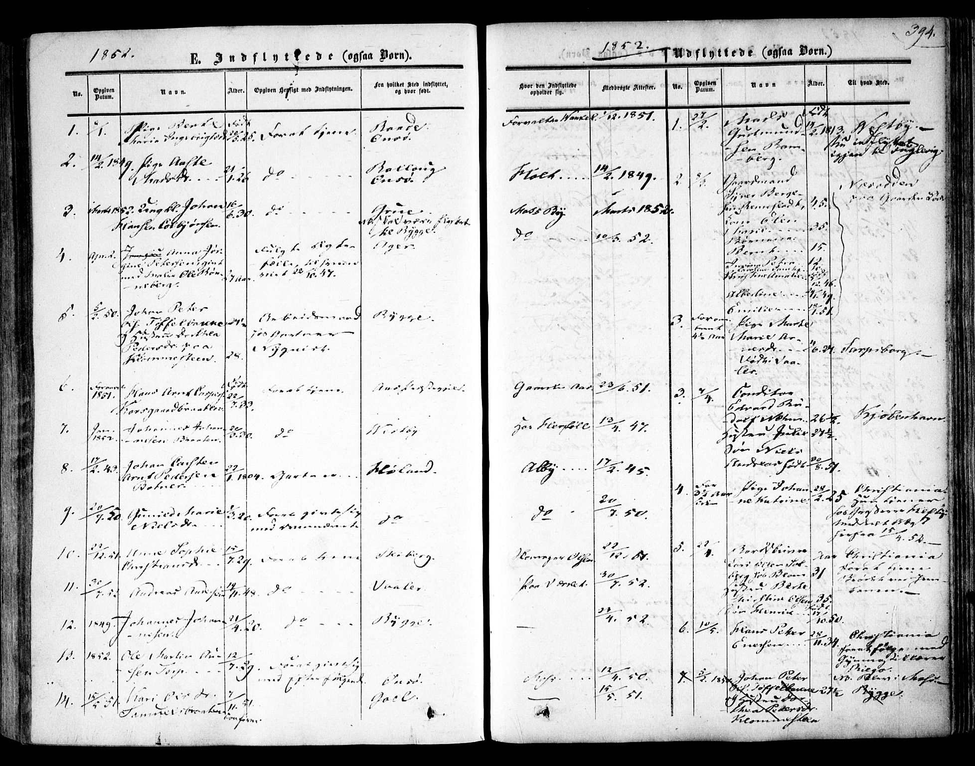 Moss prestekontor Kirkebøker, SAO/A-2003/F/Fa/L0008: Parish register (official) no. I 8, 1852-1869, p. 394