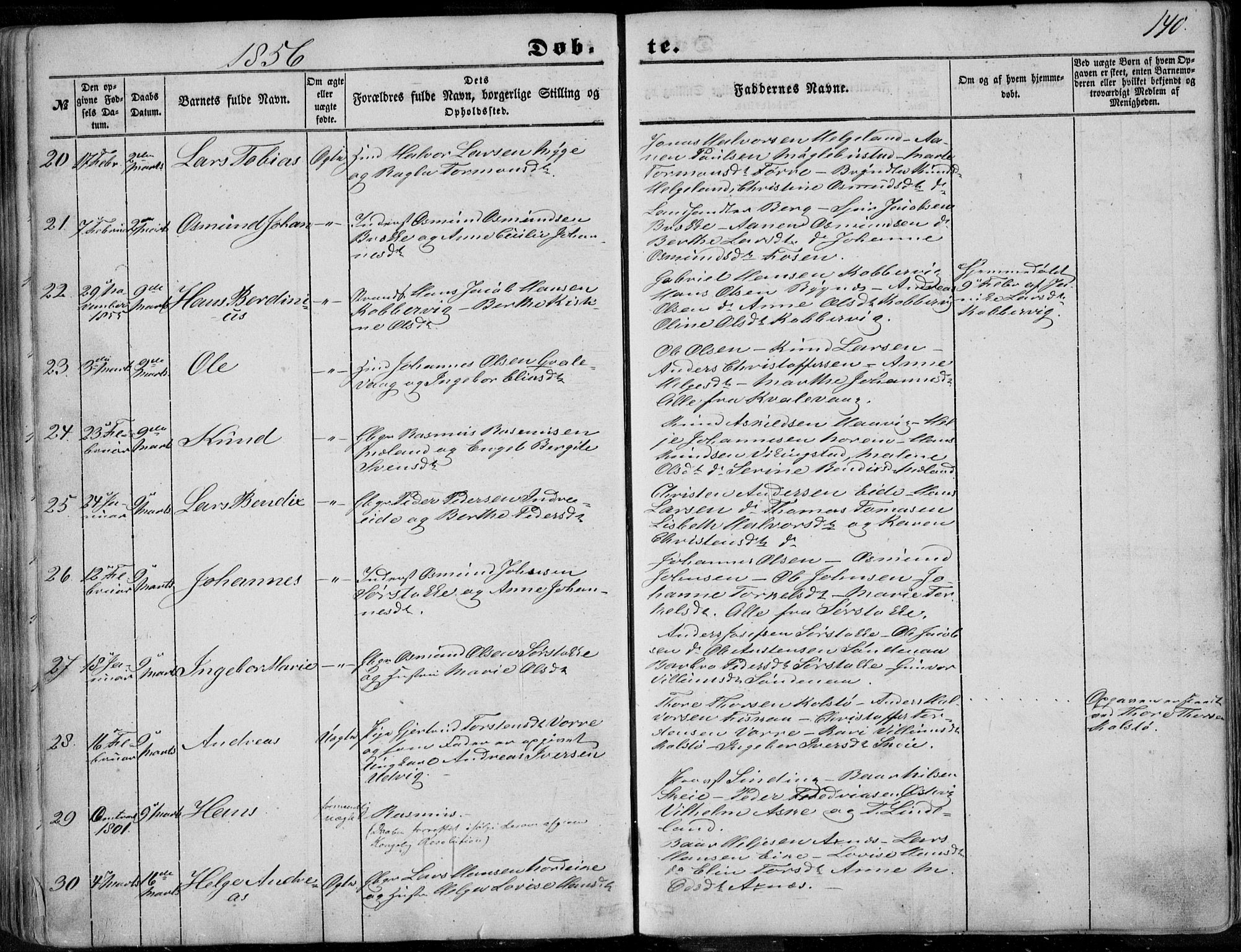 Avaldsnes sokneprestkontor, AV/SAST-A -101851/H/Ha/Haa/L0008: Parish register (official) no. A 8, 1847-1857, p. 140