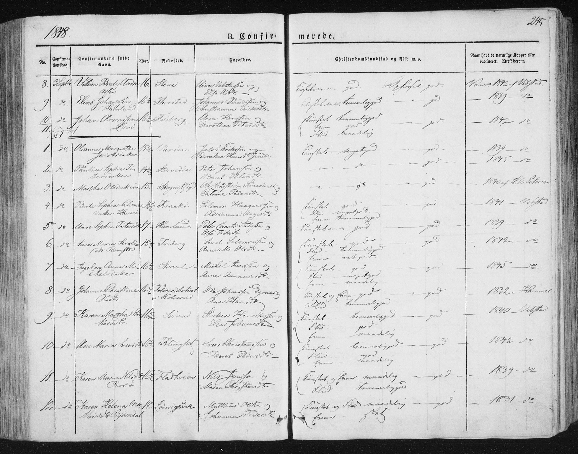 Ministerialprotokoller, klokkerbøker og fødselsregistre - Nord-Trøndelag, SAT/A-1458/784/L0669: Parish register (official) no. 784A04, 1829-1859, p. 245