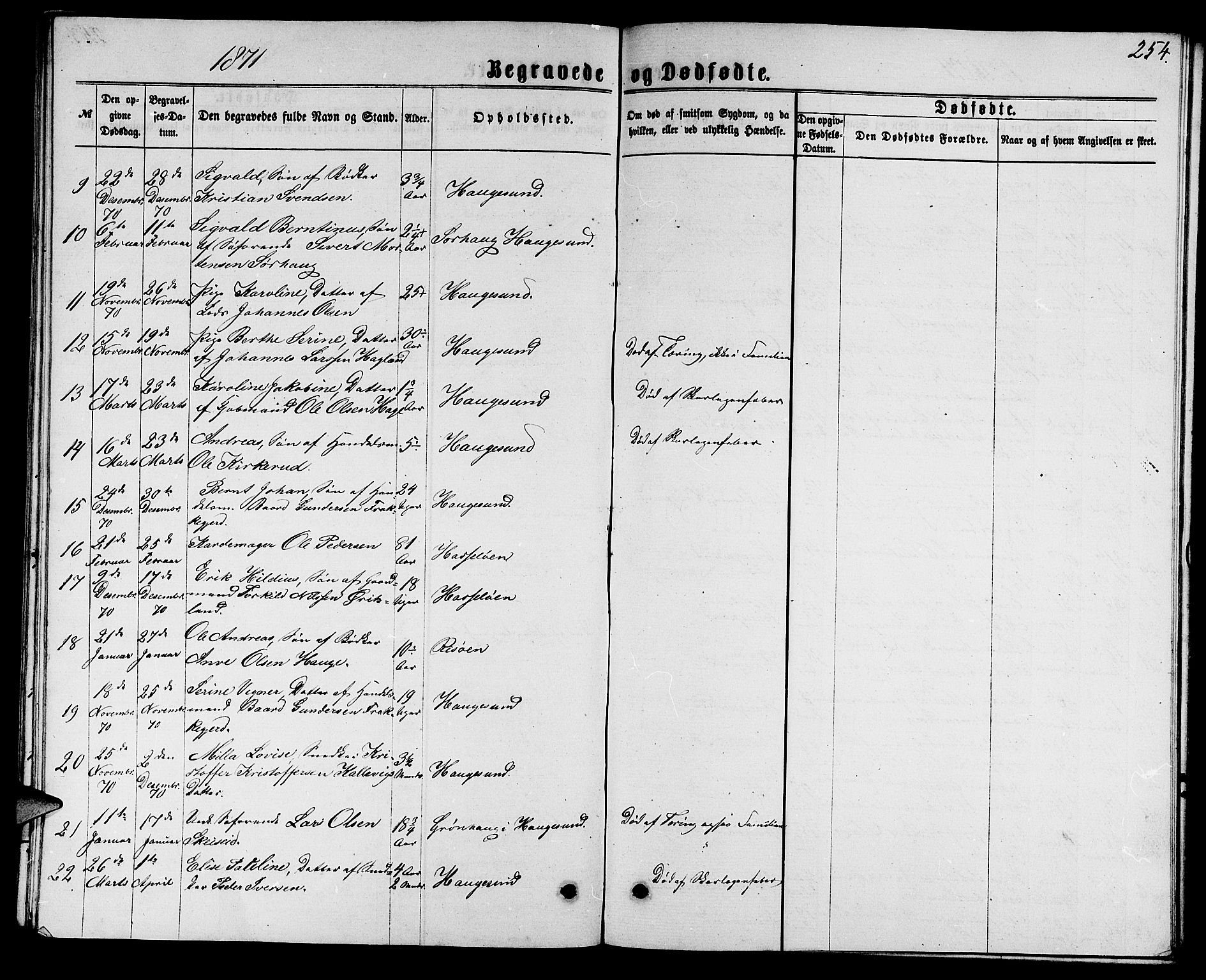 Torvastad sokneprestkontor, AV/SAST-A -101857/H/Ha/Hab/L0007: Parish register (copy) no. B 7, 1866-1873, p. 254