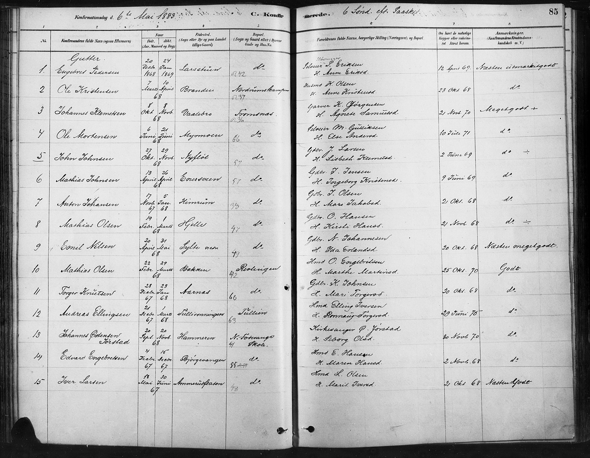 Ringebu prestekontor, SAH/PREST-082/H/Ha/Haa/L0009: Parish register (official) no. 9, 1878-1898, p. 85