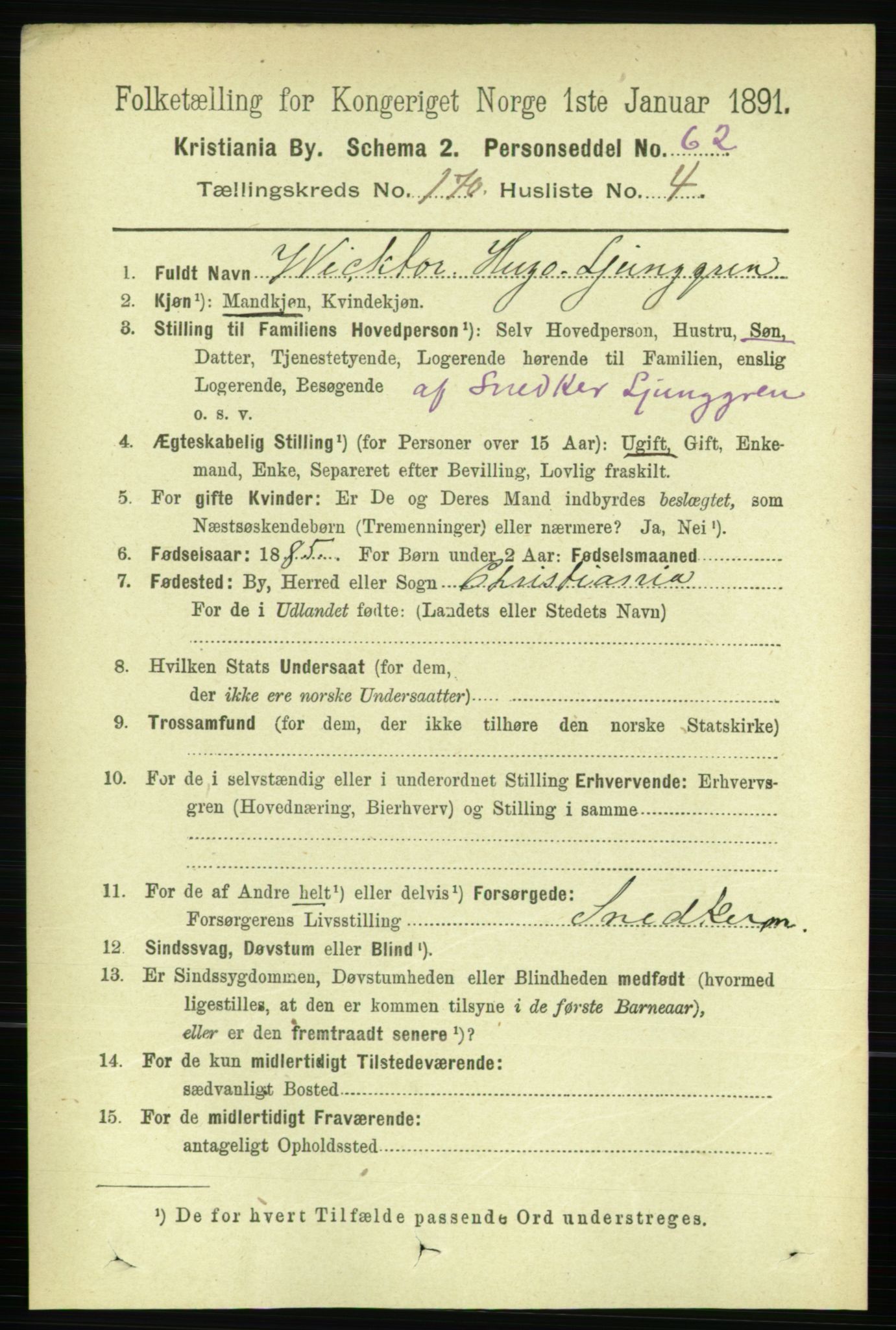 RA, 1891 census for 0301 Kristiania, 1891, p. 99726