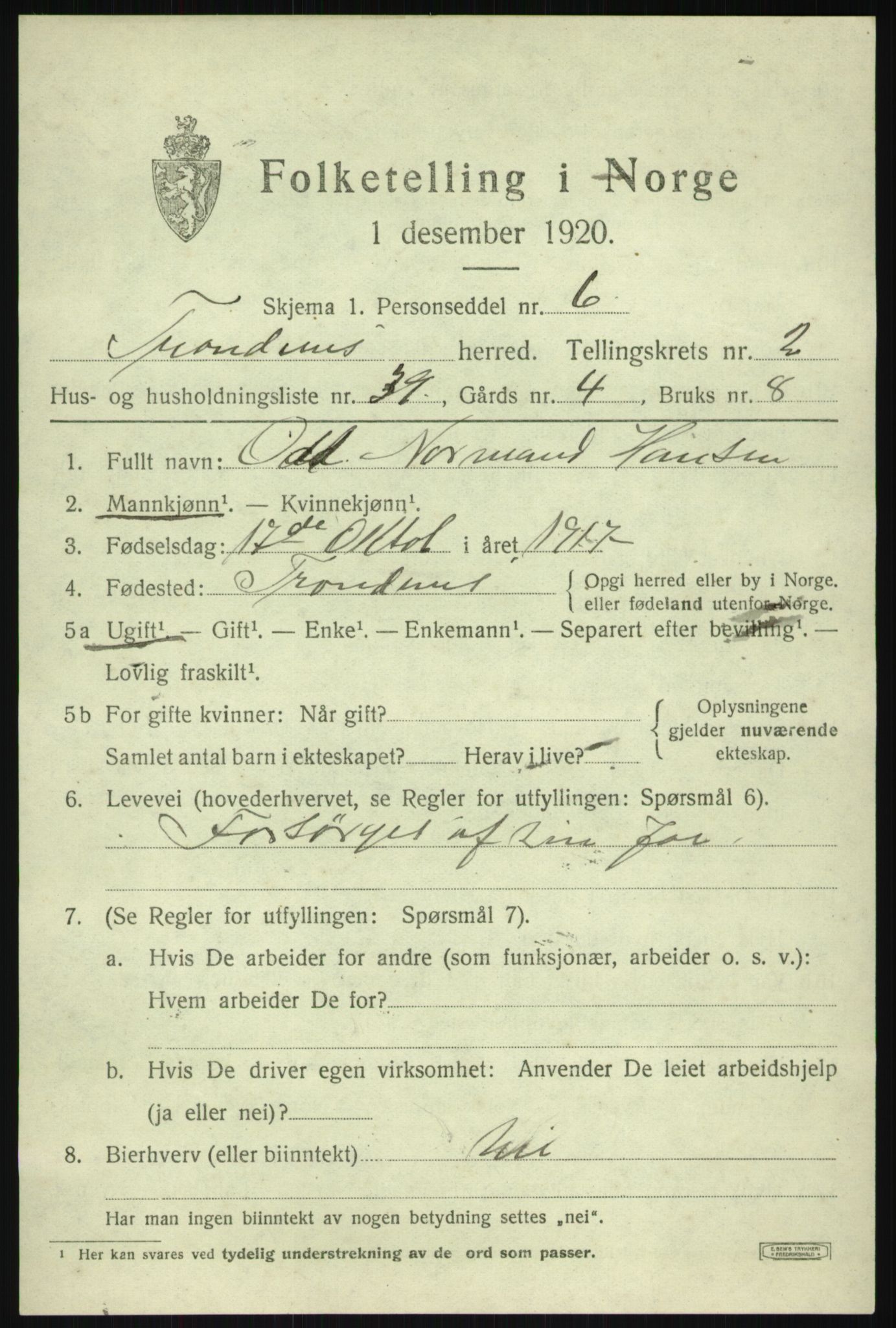 SATØ, 1920 census for Trondenes, 1920, p. 4135