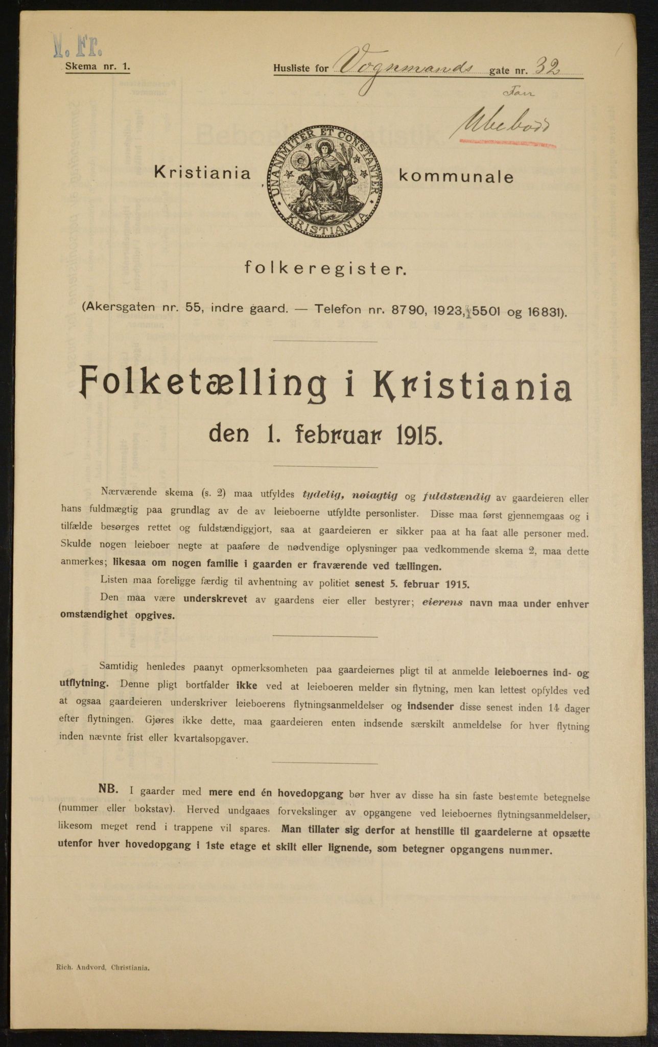 OBA, Municipal Census 1915 for Kristiania, 1915, p. 124825