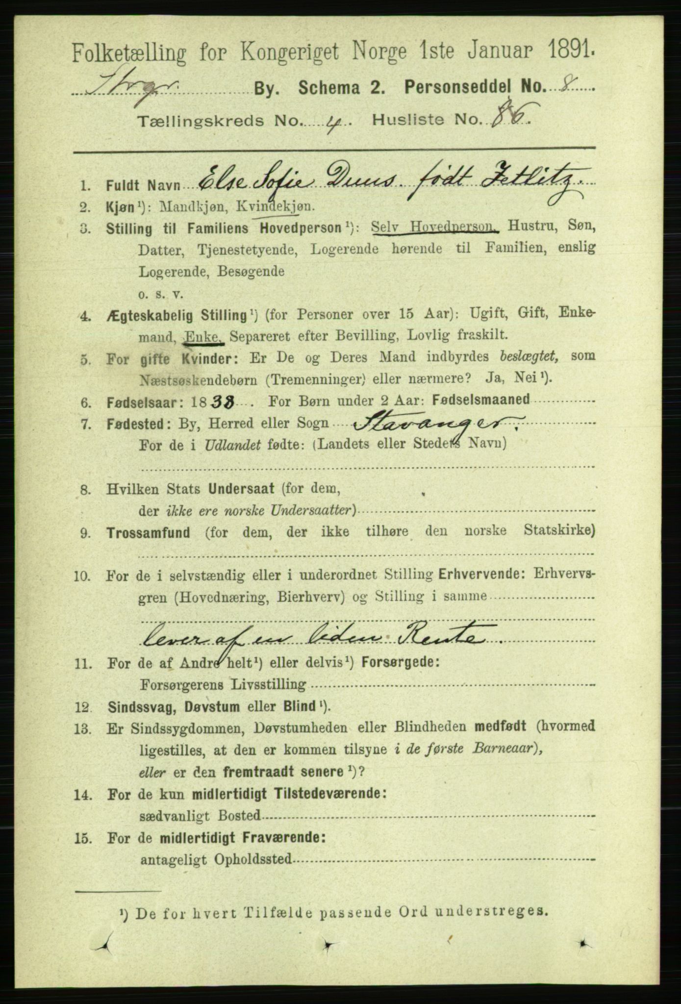 RA, 1891 census for 1103 Stavanger, 1891, p. 8591