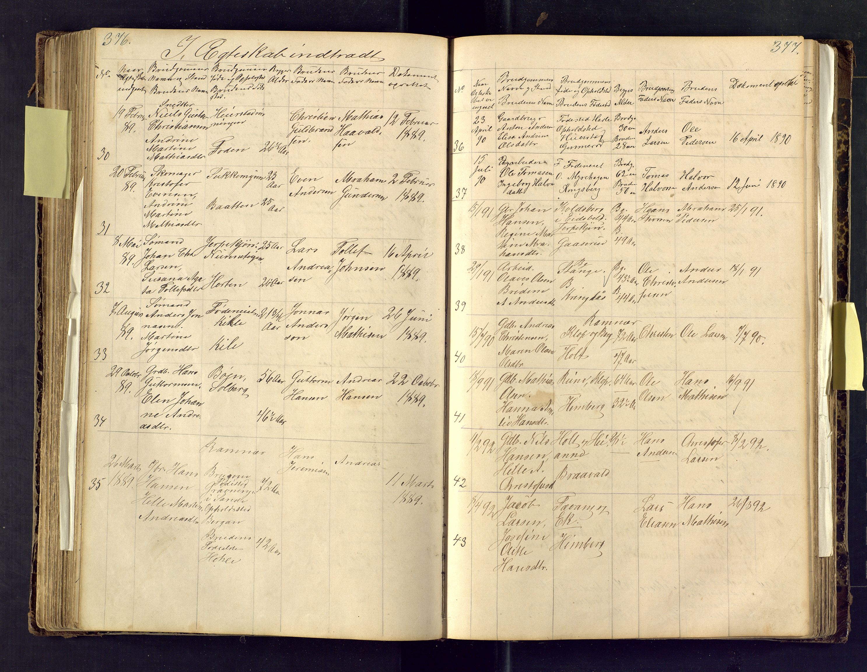 Den evangelisk lutherske frimenighet i Jarlsbergs grevskap med flere steder, AV/SAKO-P-1384/F/Fa/L0001: Dissenter register no. Fa/L0001, 1872-1925, p. 376-377