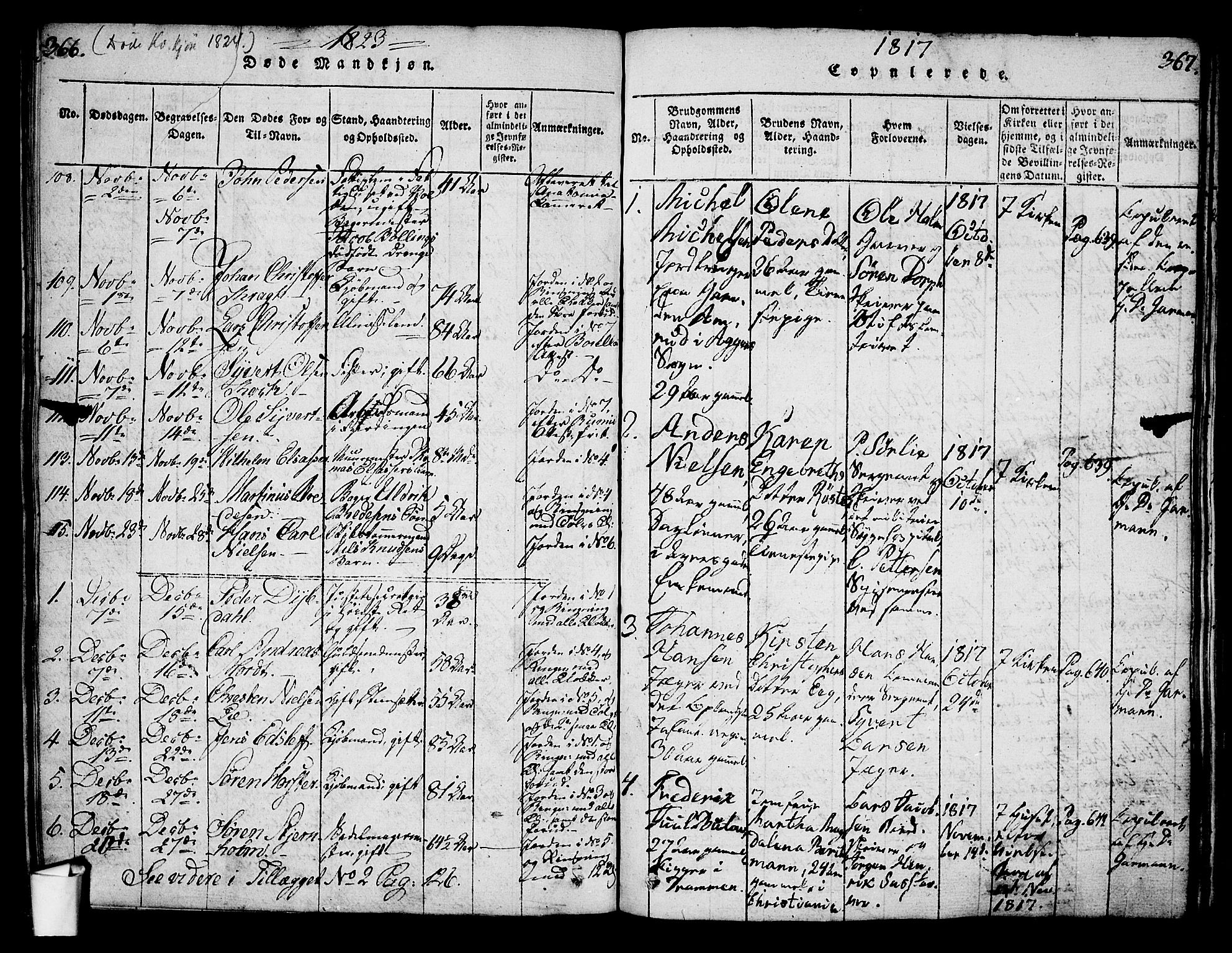 Oslo domkirke Kirkebøker, SAO/A-10752/G/Ga/L0001: Parish register (copy) no. 1, 1817-1825, p. 366-367