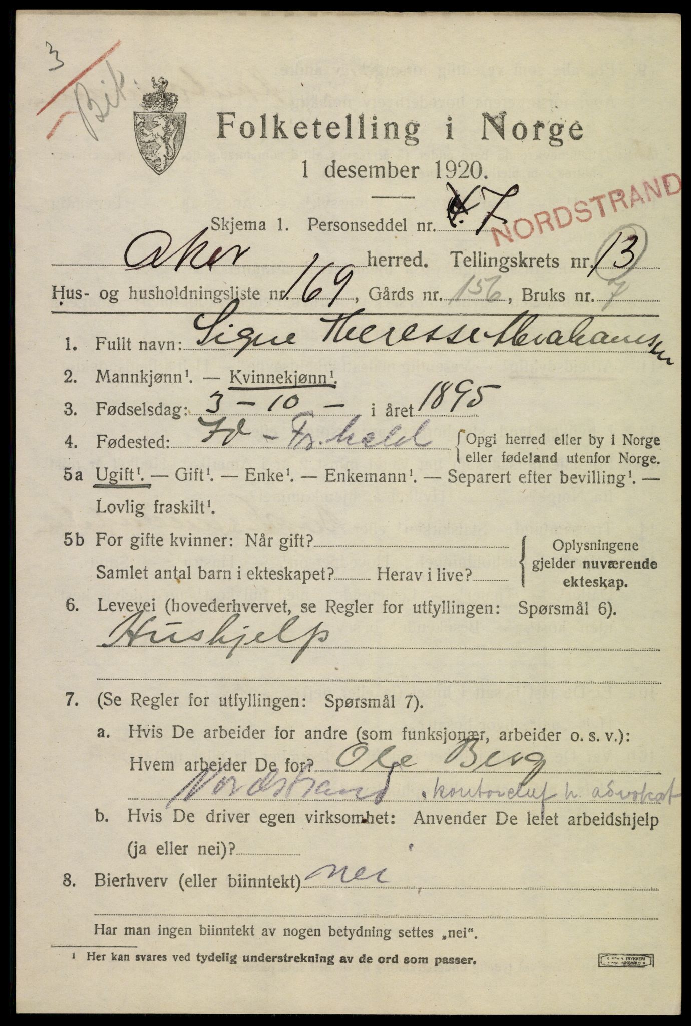SAO, 1920 census for Aker, 1920, p. 81624
