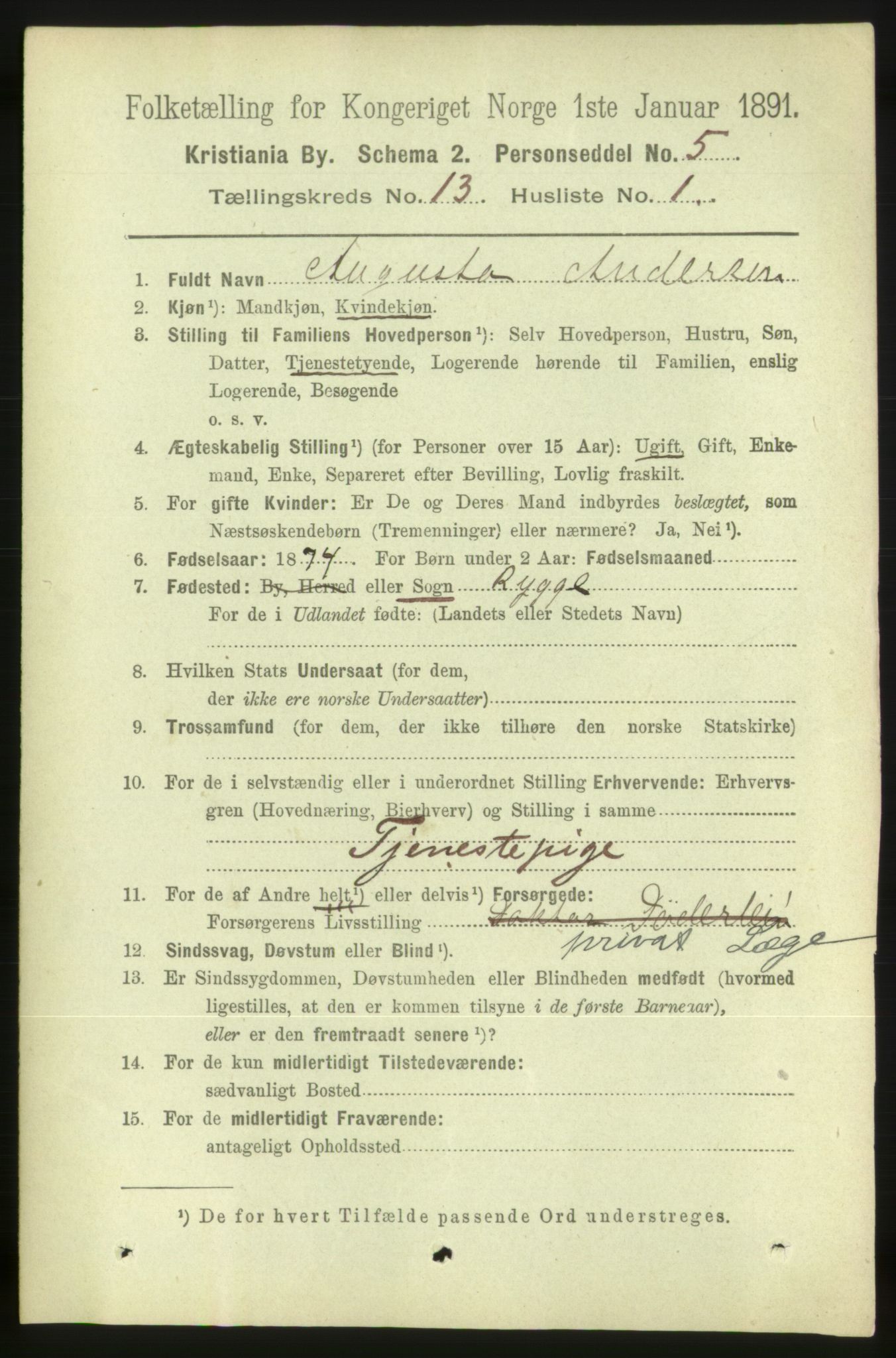 RA, 1891 census for 0301 Kristiania, 1891, p. 5975