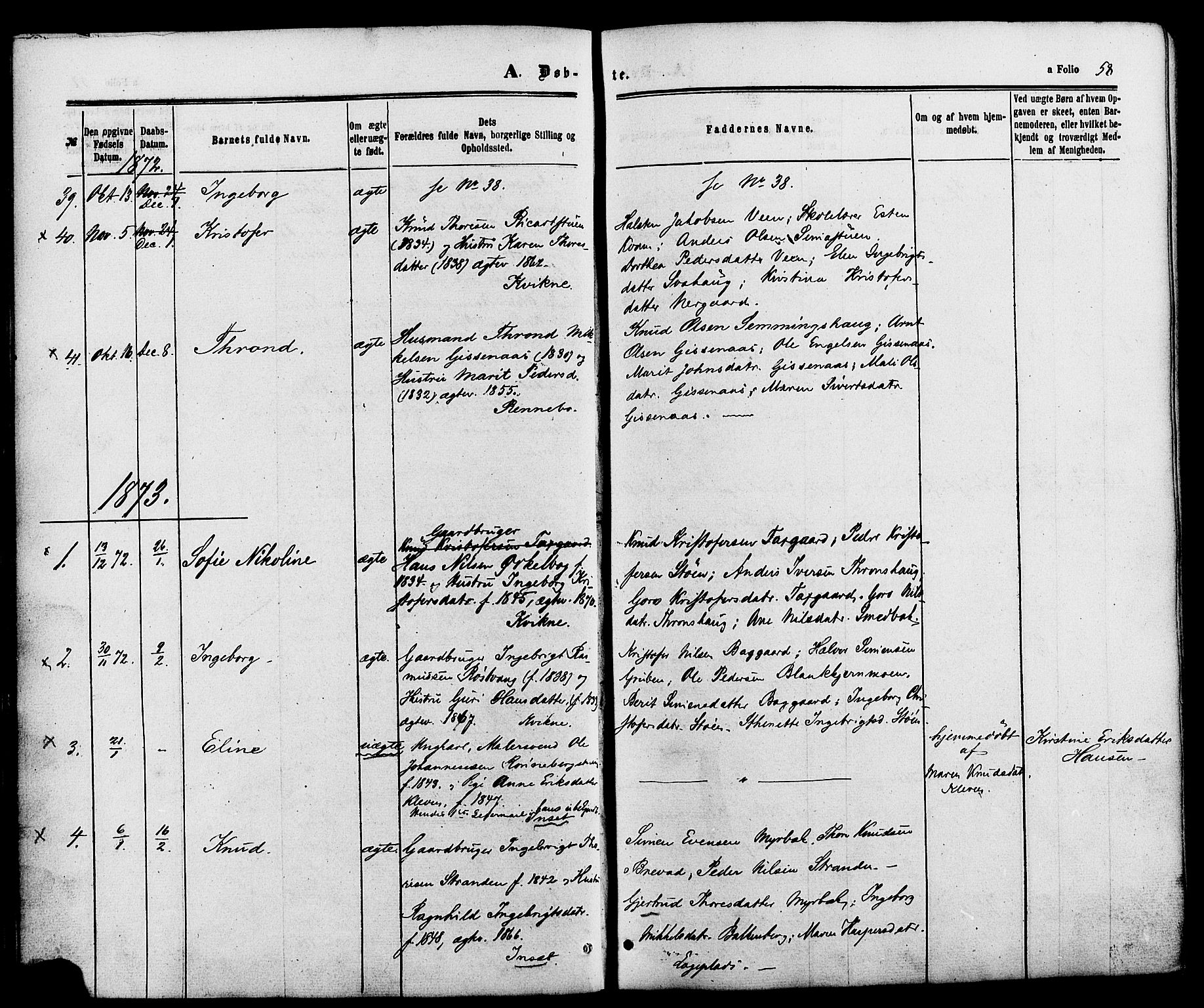 Kvikne prestekontor, SAH/PREST-064/H/Ha/Haa/L0006: Parish register (official) no. 6, 1863-1886, p. 58