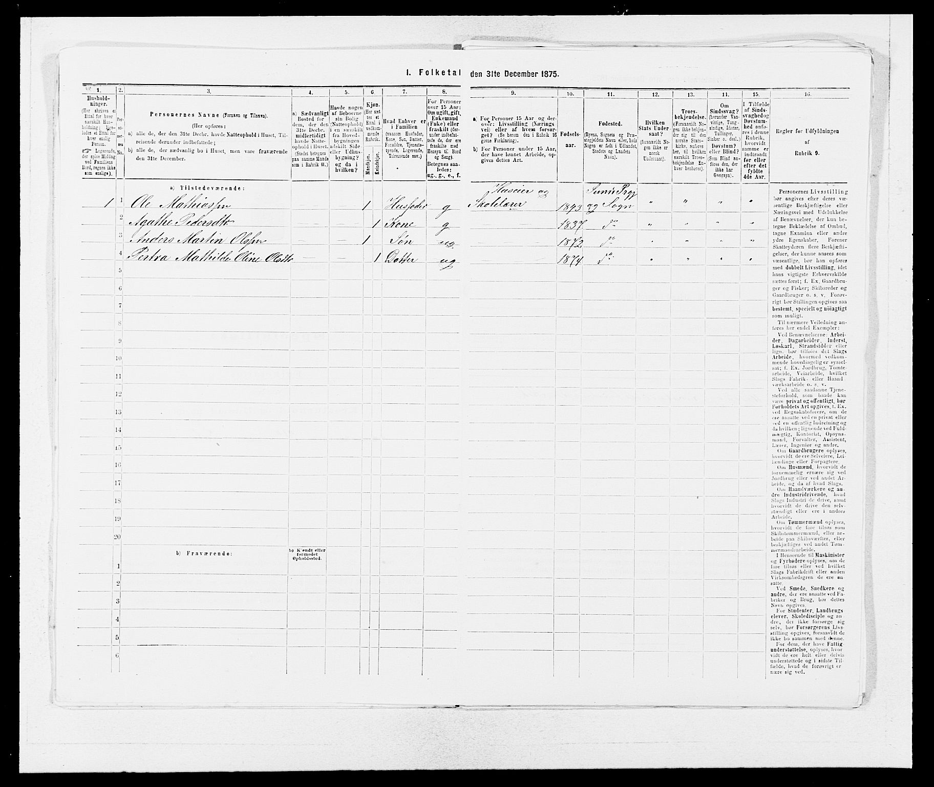 SAB, 1875 census for 1245P Sund, 1875, p. 235