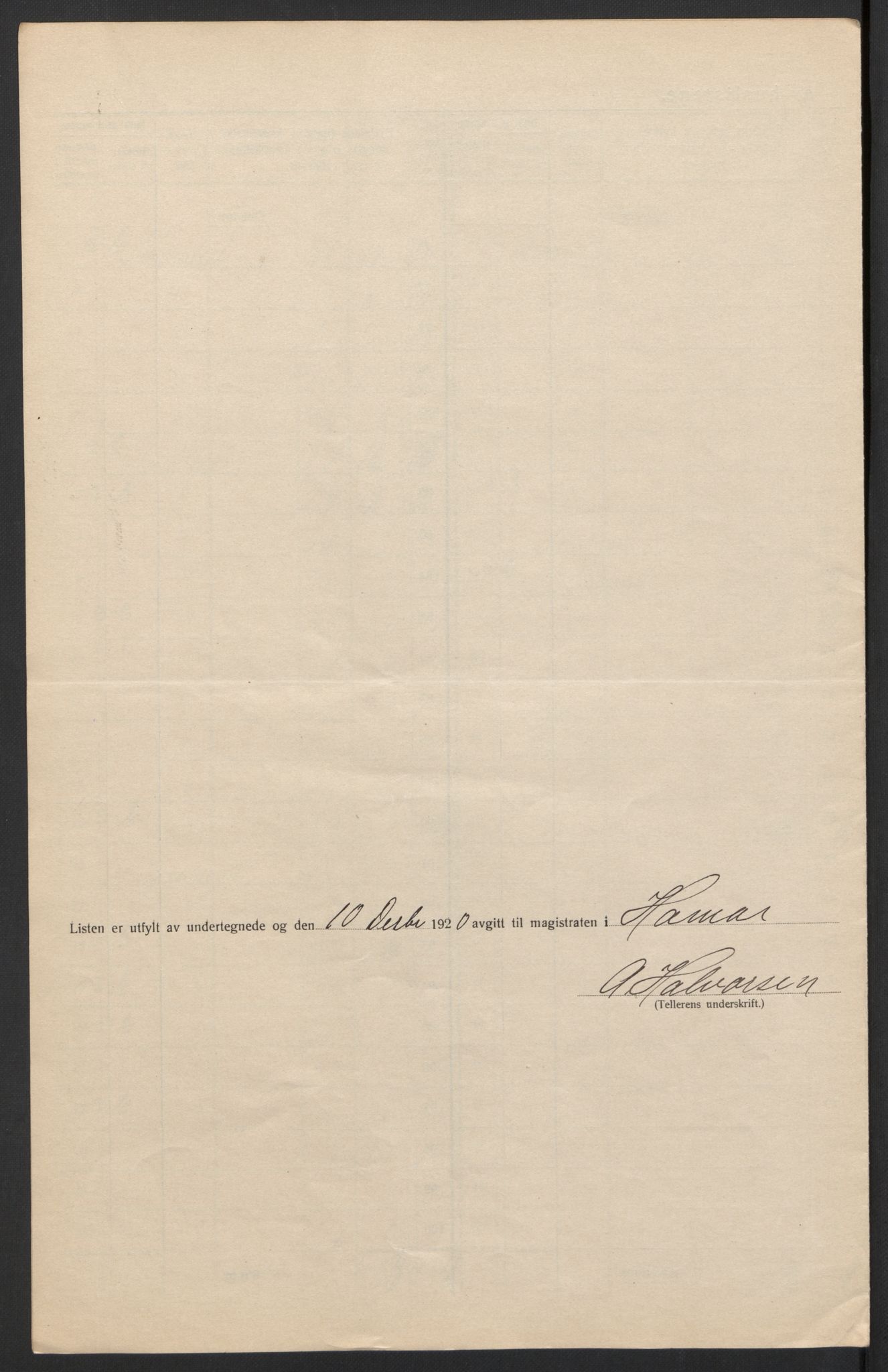 SAH, 1920 census for Hamar, 1920, p. 26