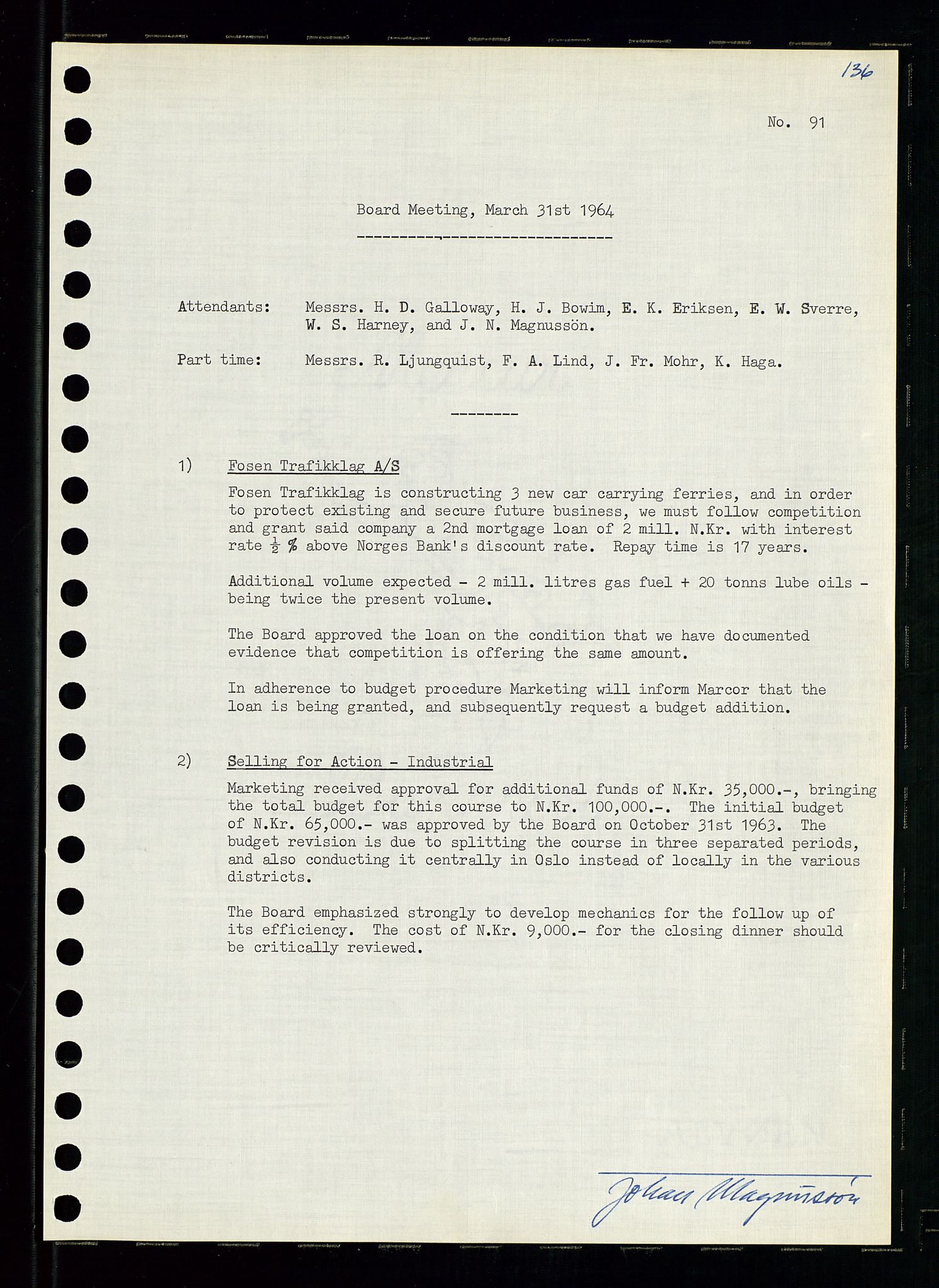 Pa 0982 - Esso Norge A/S, SAST/A-100448/A/Aa/L0001/0004: Den administrerende direksjon Board minutes (styrereferater) / Den administrerende direksjon Board minutes (styrereferater), 1963-1964, p. 126