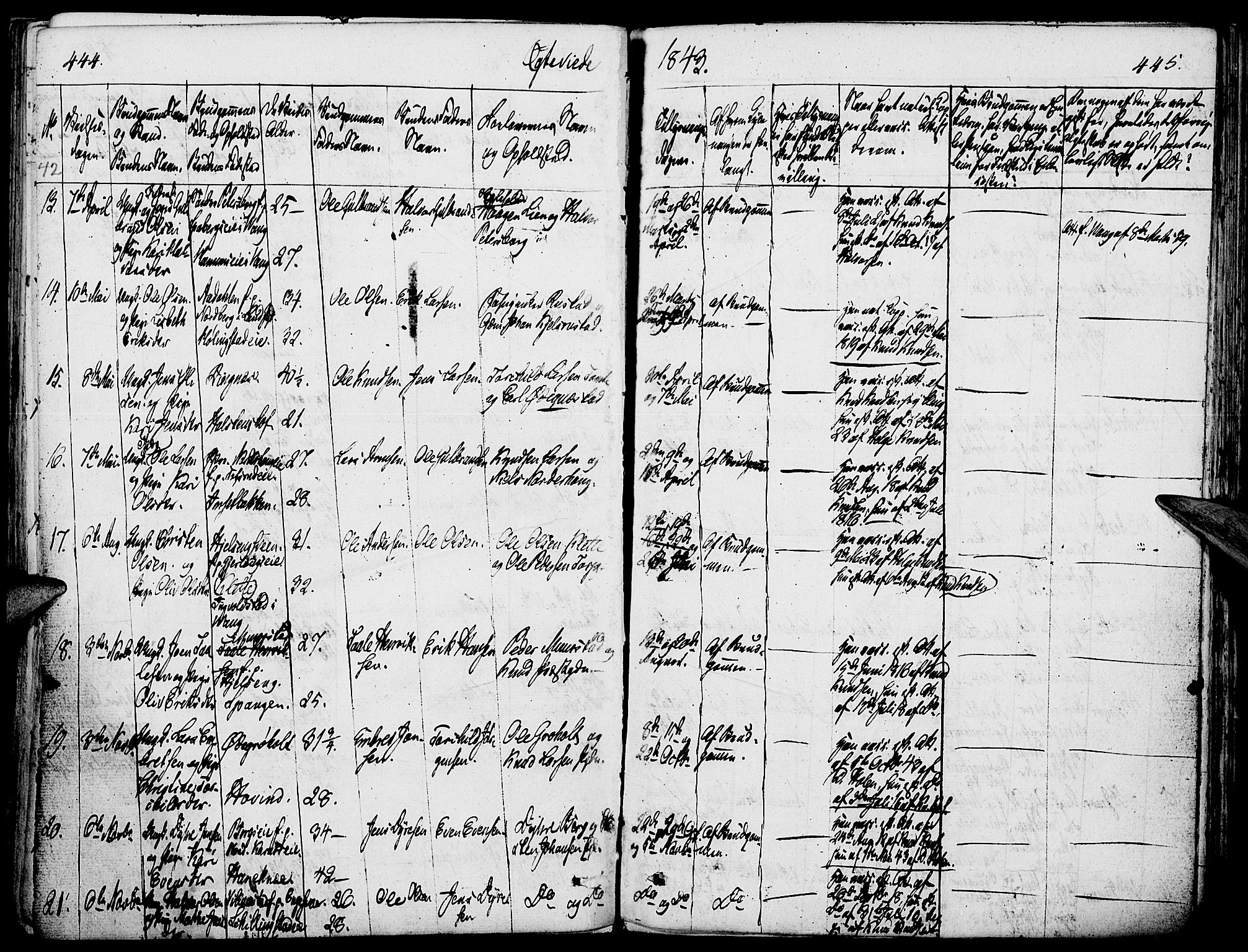 Løten prestekontor, SAH/PREST-022/K/Ka/L0006: Parish register (official) no. 6, 1832-1849, p. 444-445