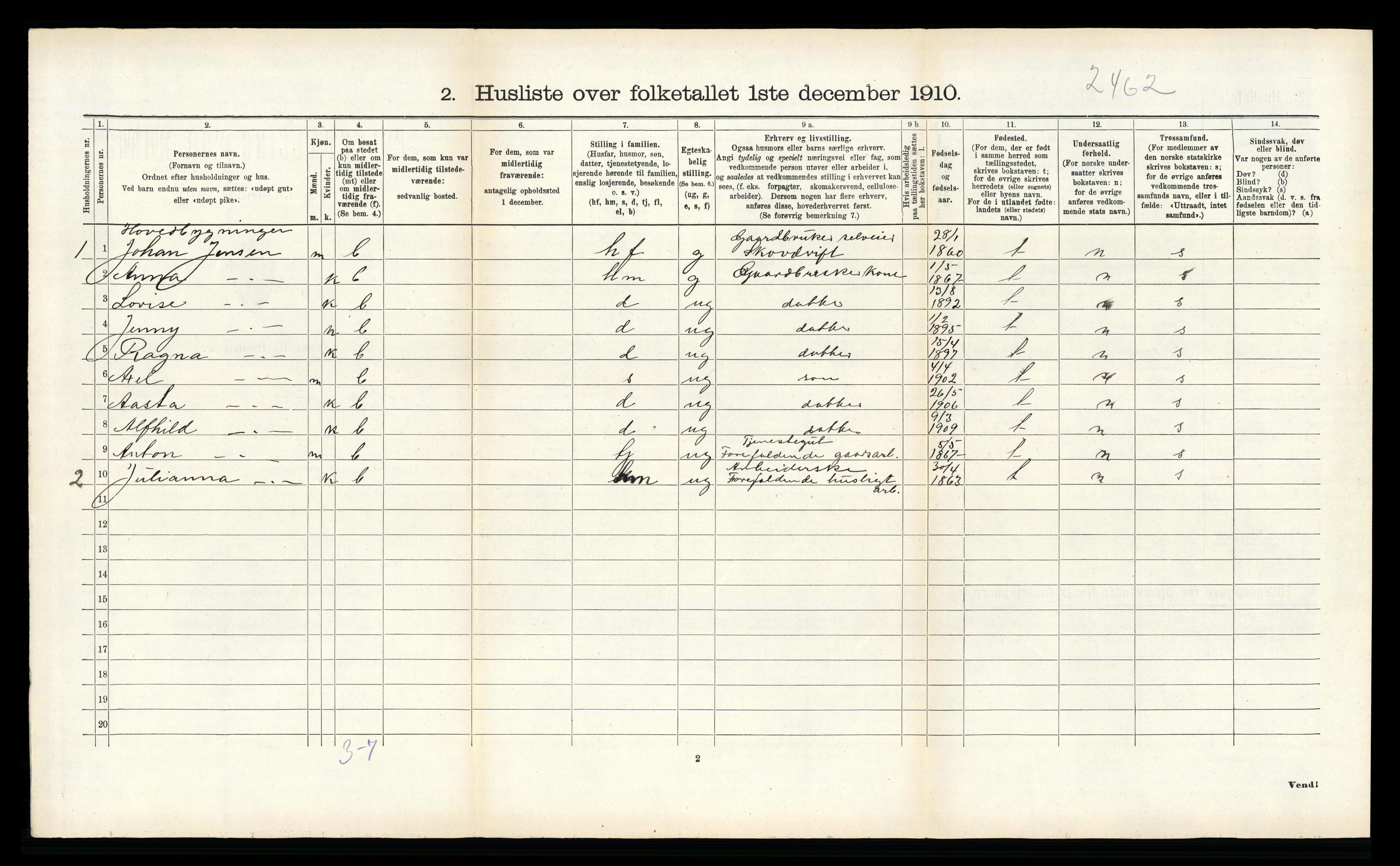 RA, 1910 census for Hemnes, 1910, p. 961