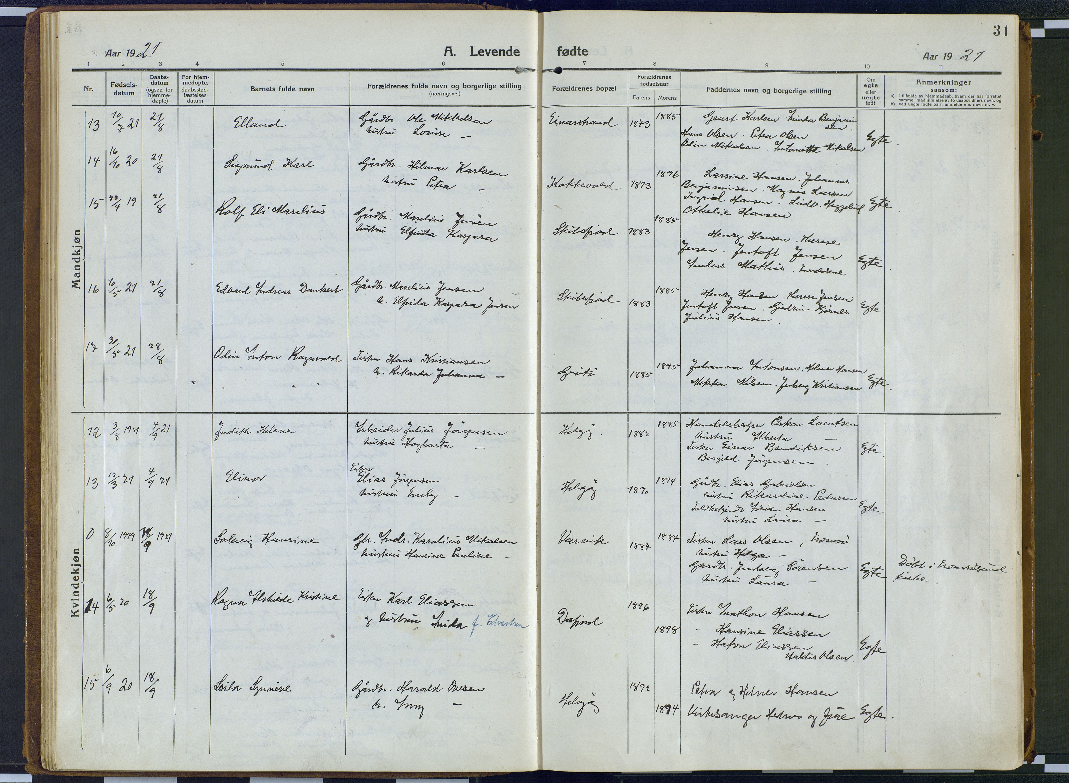 Karlsøy sokneprestembete, AV/SATØ-S-1299/H/Ha/Haa/L0016kirke: Parish register (official) no. 16, 1916-1934, p. 31