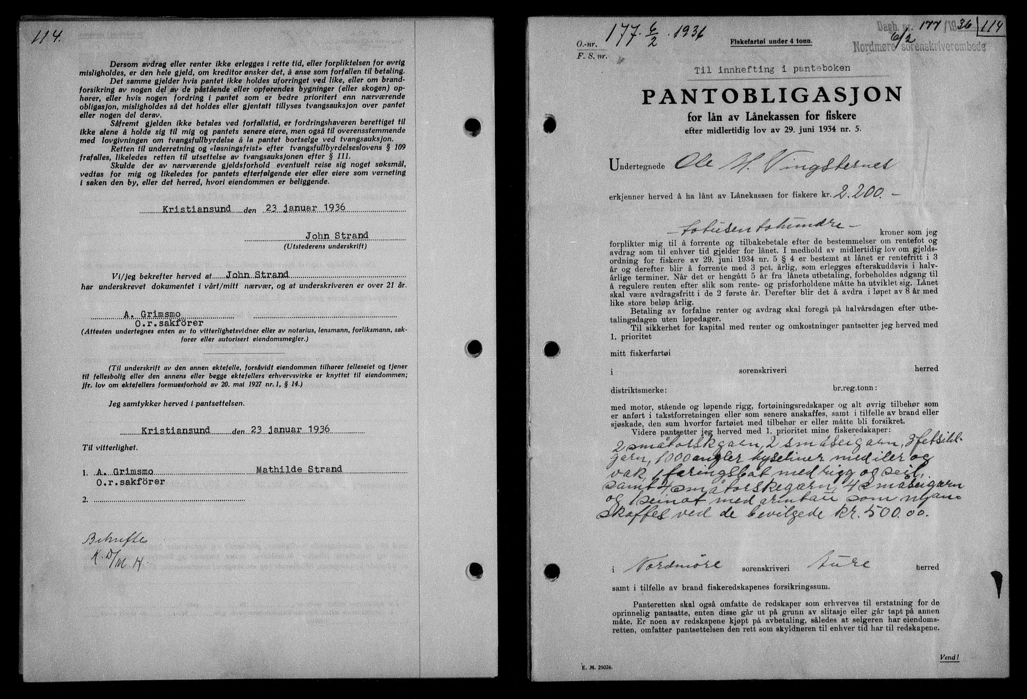 Nordmøre sorenskriveri, AV/SAT-A-4132/1/2/2Ca/L0087: Mortgage book no. 77, 1935-1936, Deed date: 06.02.1936