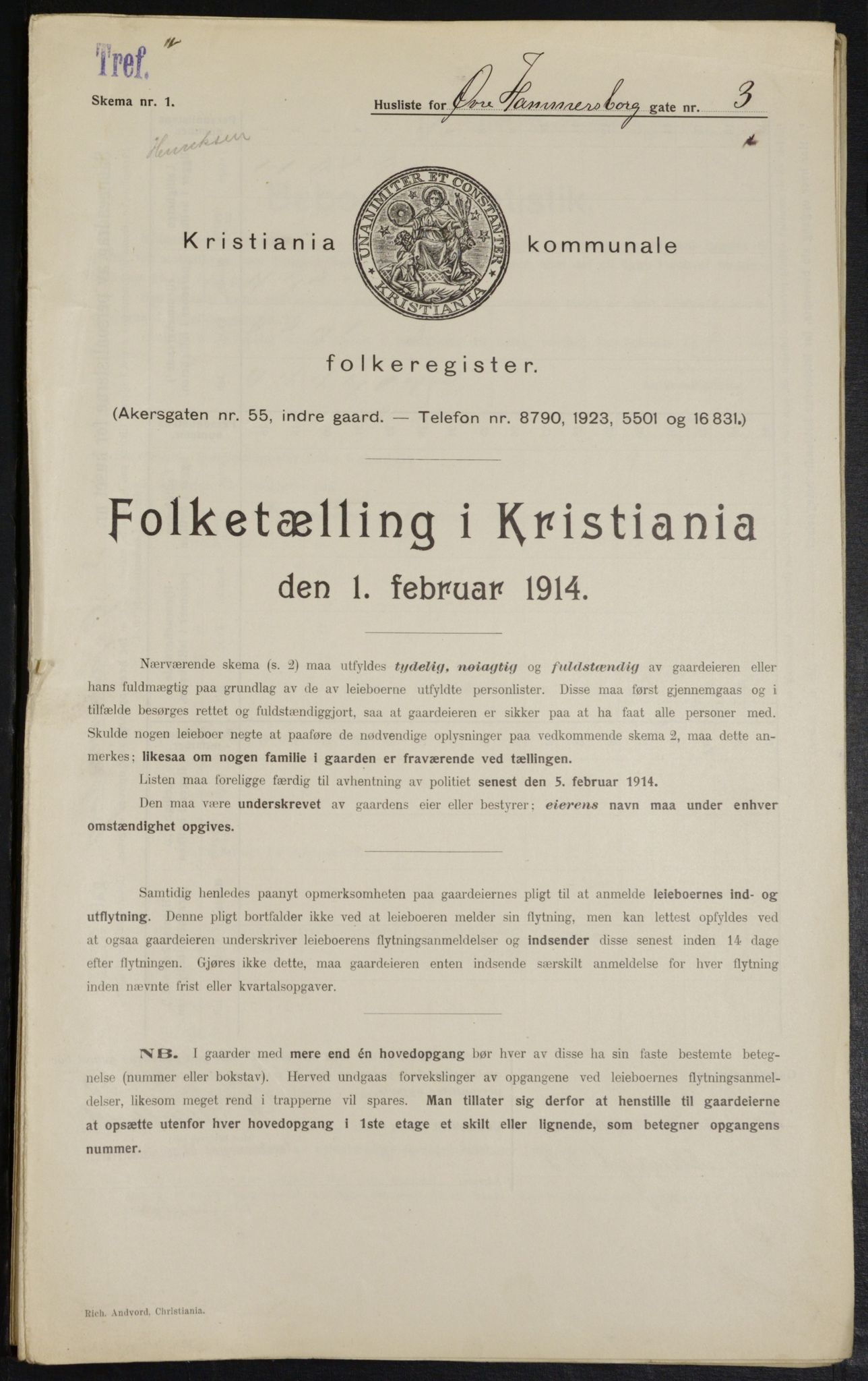 OBA, Municipal Census 1914 for Kristiania, 1914, p. 130888