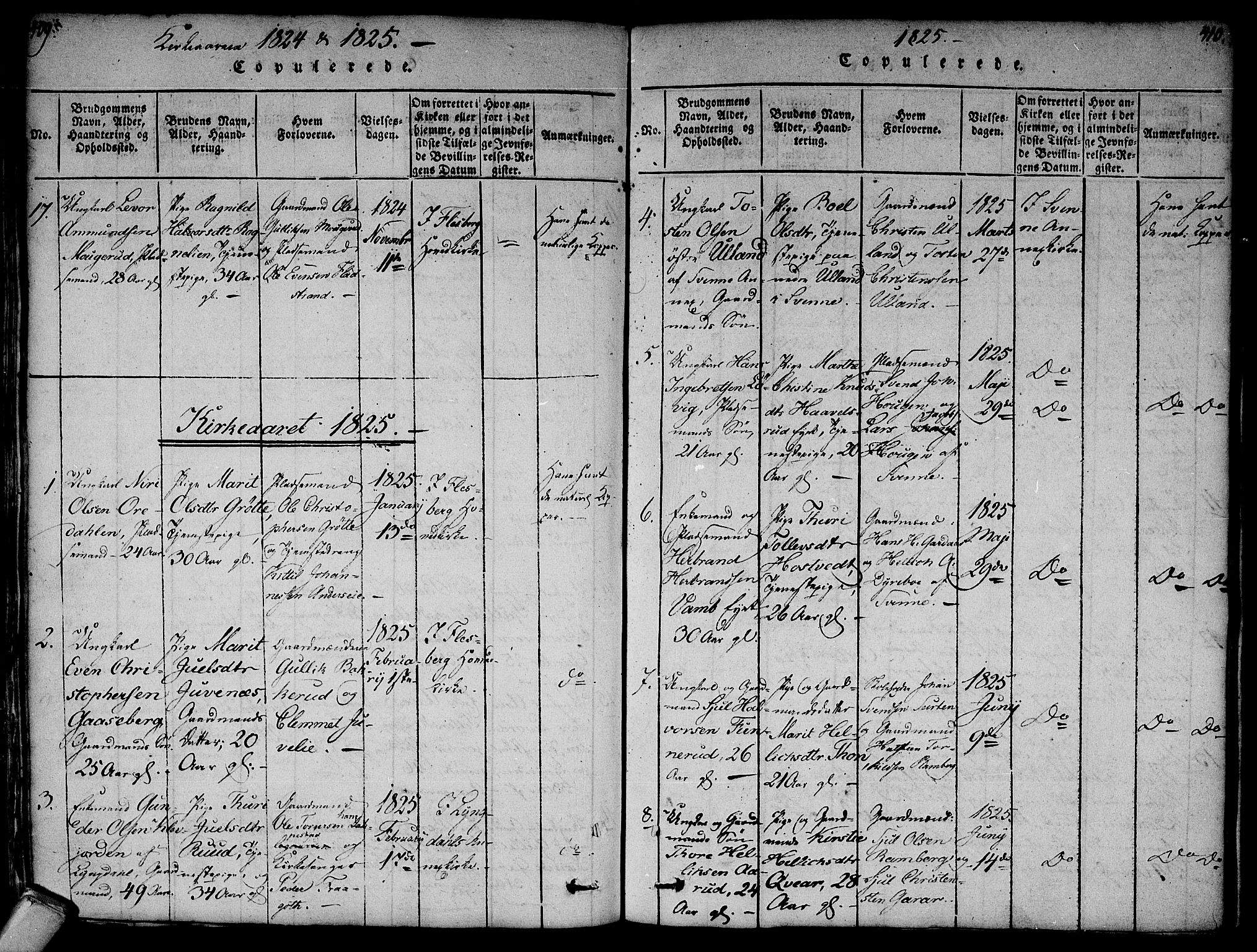 Flesberg kirkebøker, SAKO/A-18/F/Fa/L0005: Parish register (official) no. I 5, 1816-1834, p. 409-410