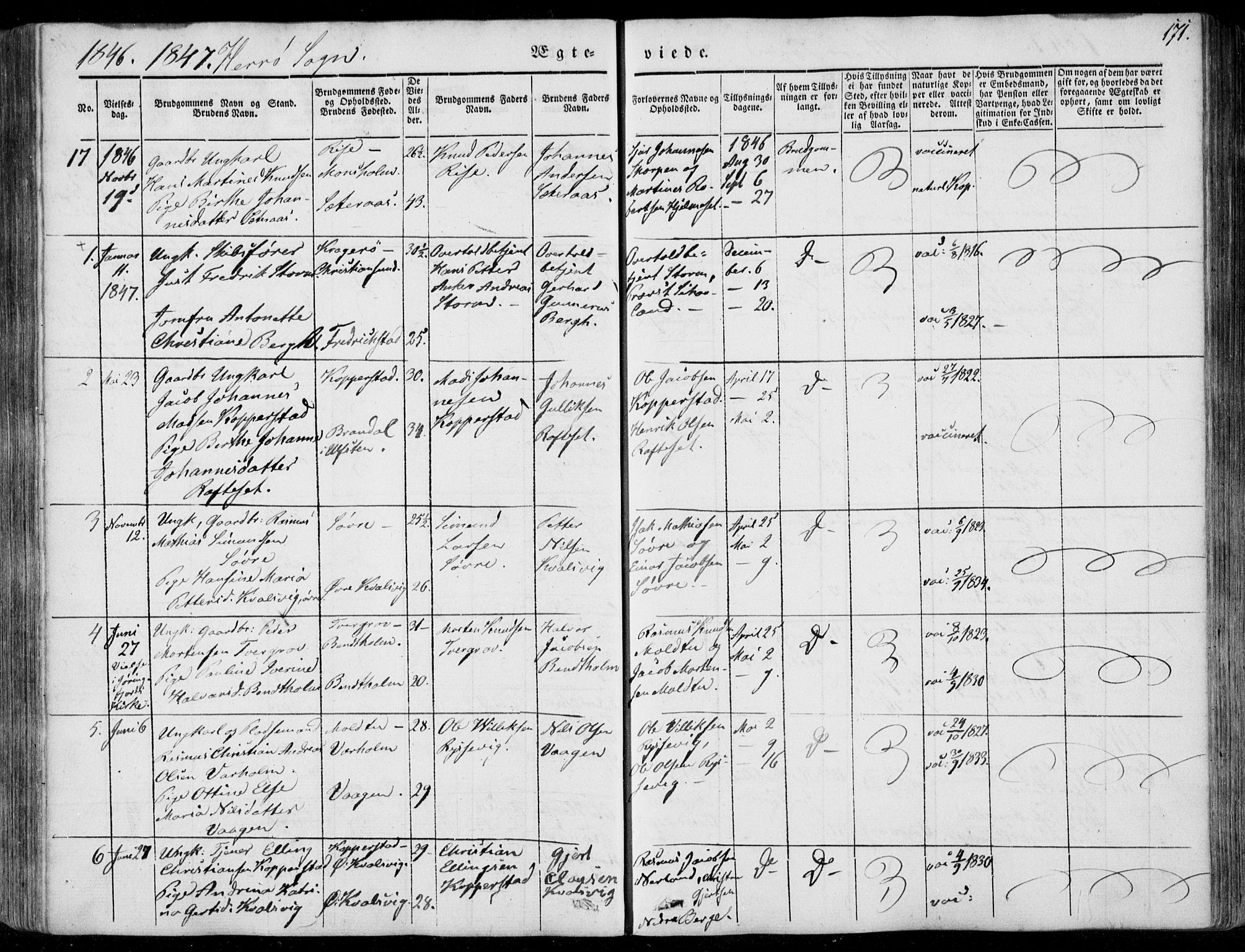 Ministerialprotokoller, klokkerbøker og fødselsregistre - Møre og Romsdal, AV/SAT-A-1454/507/L0070: Parish register (official) no. 507A05, 1842-1873, p. 171