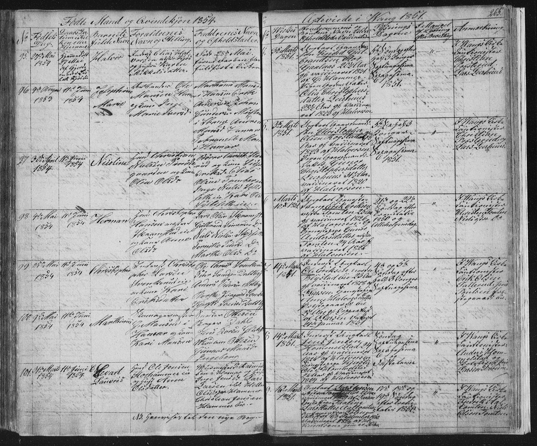 Vang prestekontor, Hedmark, AV/SAH-PREST-008/H/Ha/Hab/L0008: Parish register (copy) no. 8, 1832-1854, p. 265