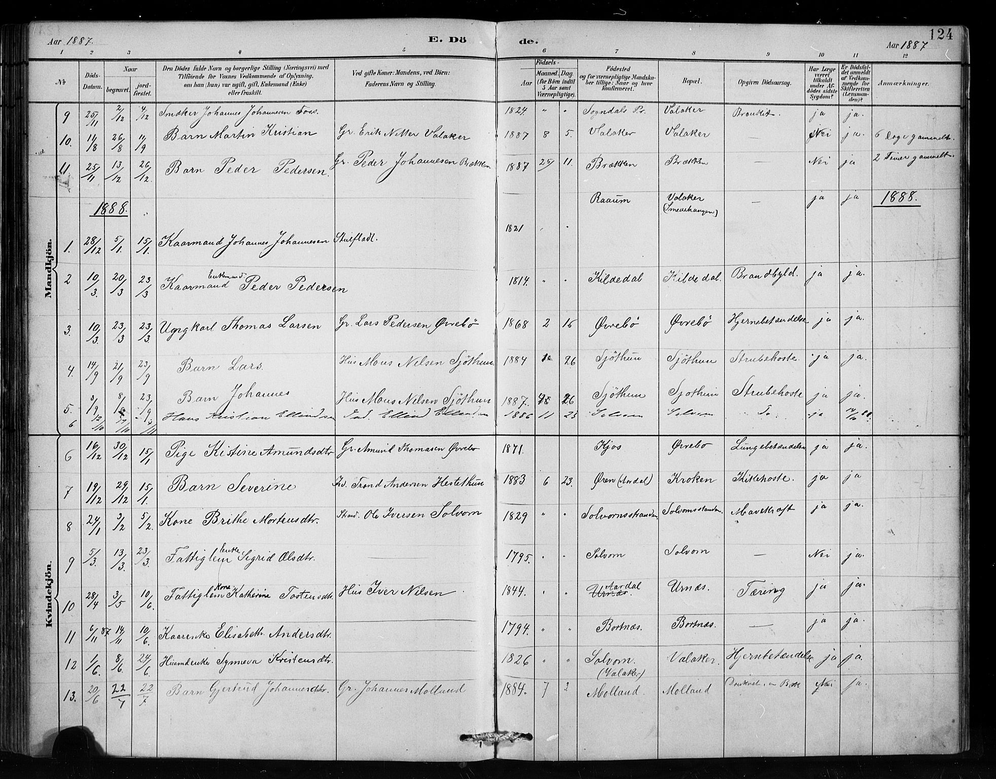 Hafslo sokneprestembete, AV/SAB-A-80301/H/Hab/Habc/L0001: Parish register (copy) no. C 1, 1882-1908, p. 124