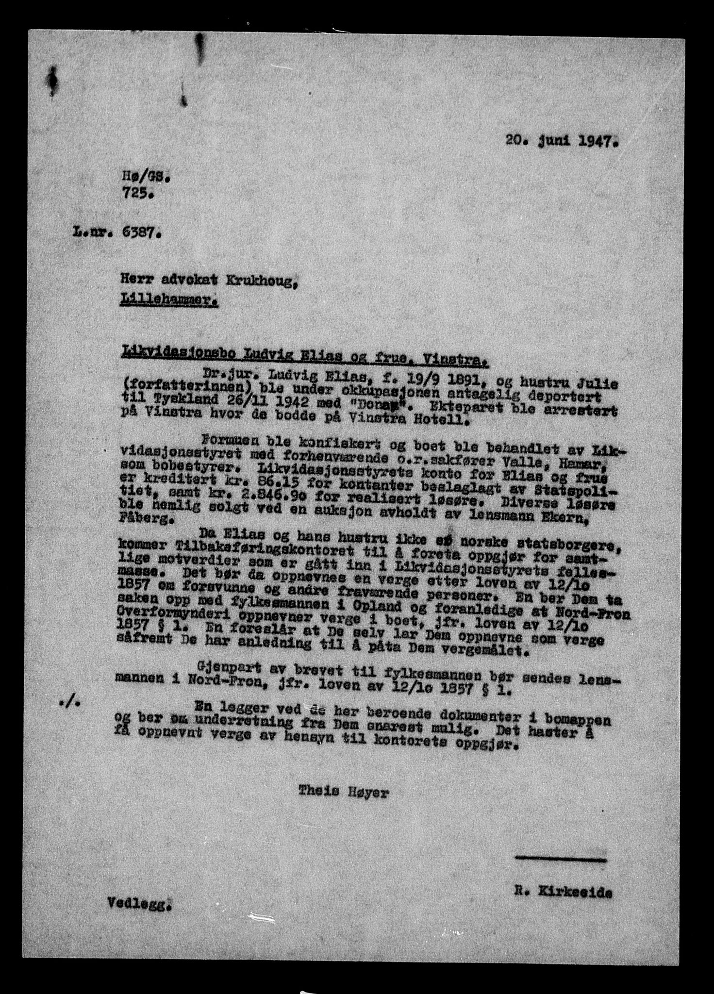 Justisdepartementet, Tilbakeføringskontoret for inndratte formuer, AV/RA-S-1564/H/Hc/Hcd/L0995: --, 1945-1947, p. 196