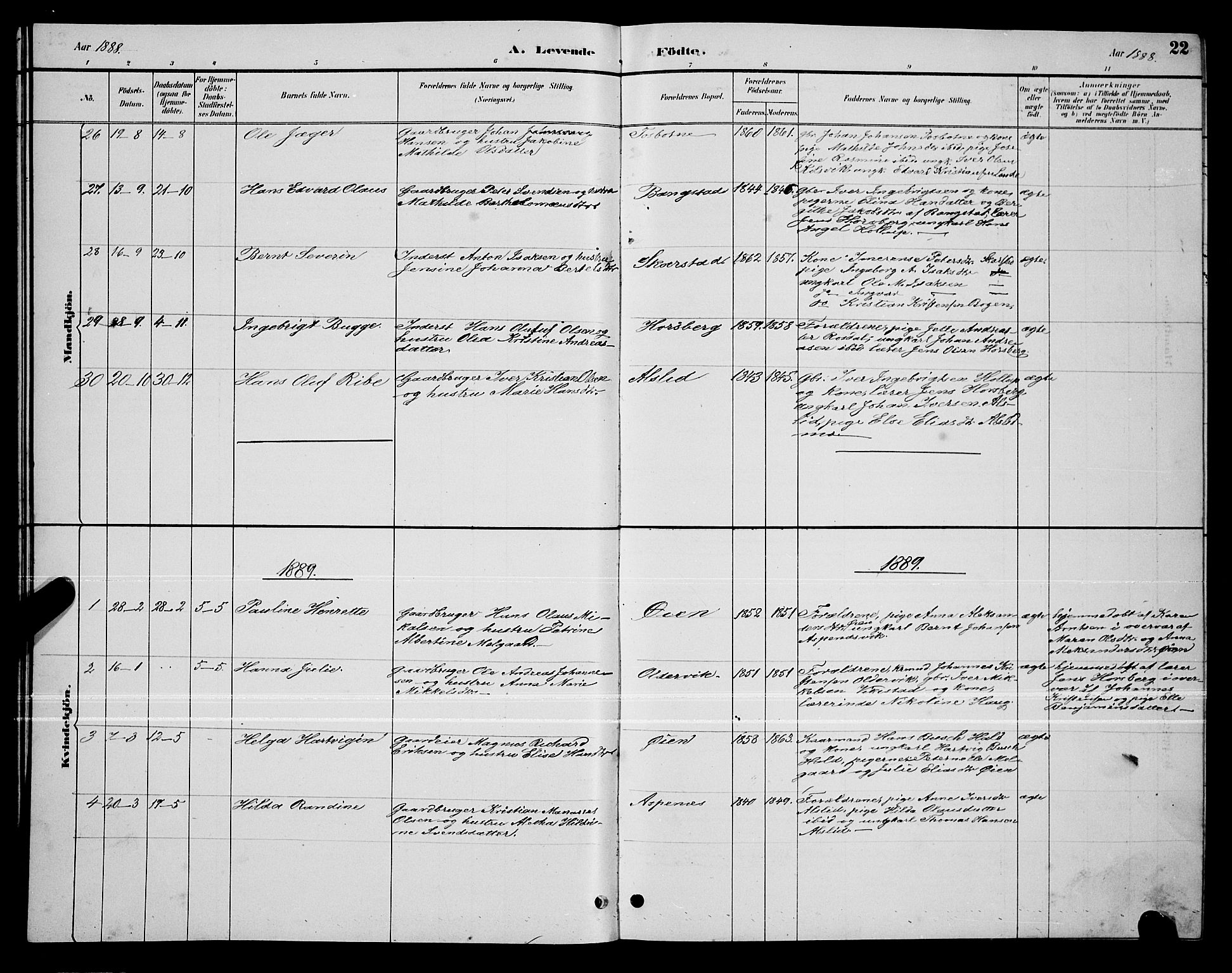 Ministerialprotokoller, klokkerbøker og fødselsregistre - Nordland, SAT/A-1459/810/L0160: Parish register (copy) no. 810C03, 1884-1896, p. 22