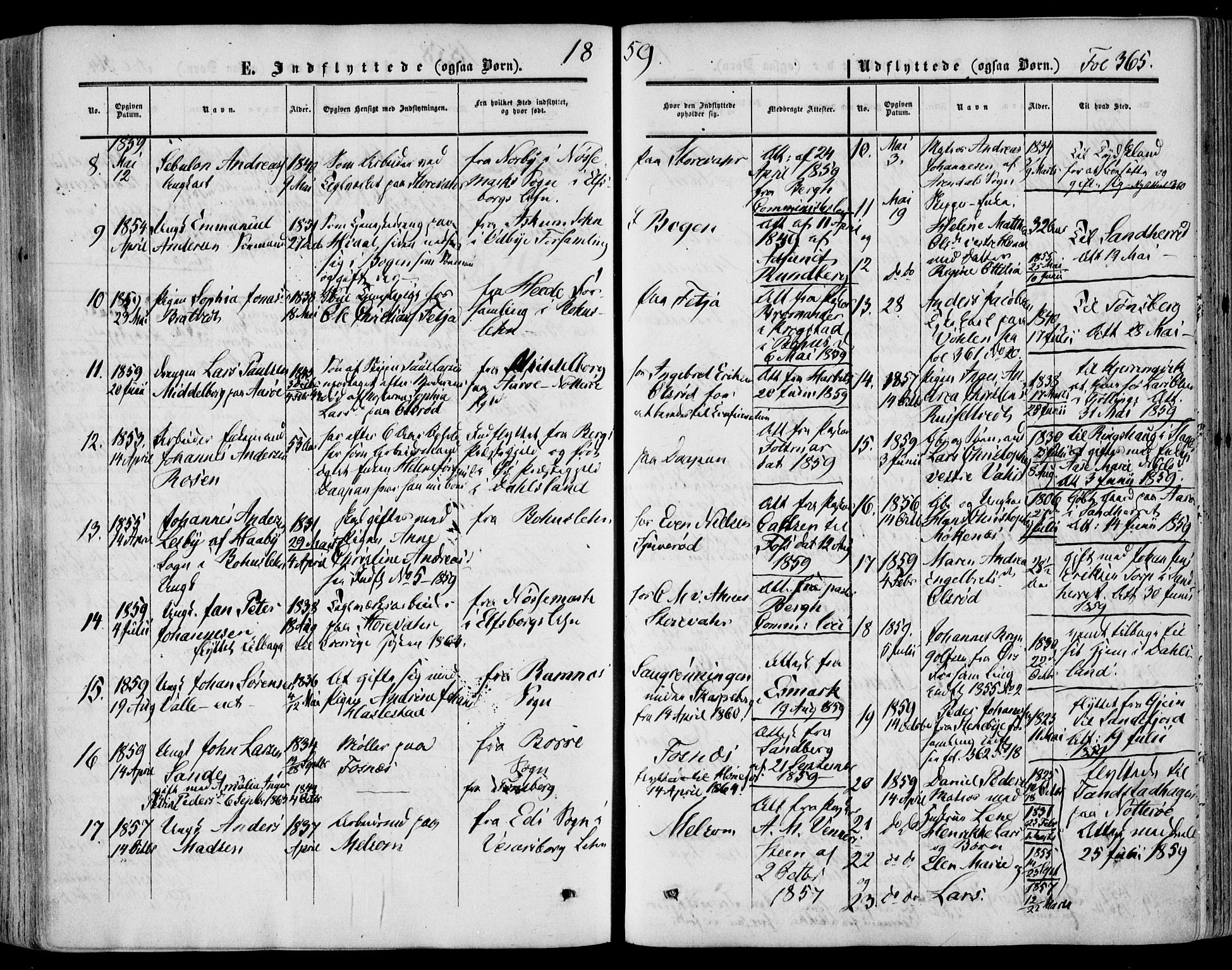 Stokke kirkebøker, AV/SAKO-A-320/F/Fa/L0008: Parish register (official) no. I 8, 1858-1871, p. 365