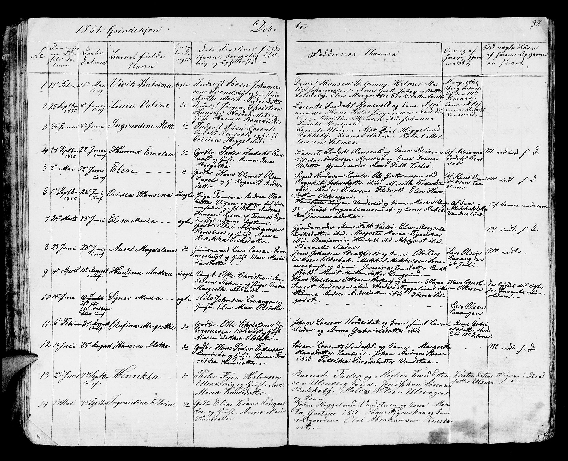 Karlsøy sokneprestembete, SATØ/S-1299/H/Ha/Hab/L0002klokker: Parish register (copy) no. 2, 1843-1861, p. 38