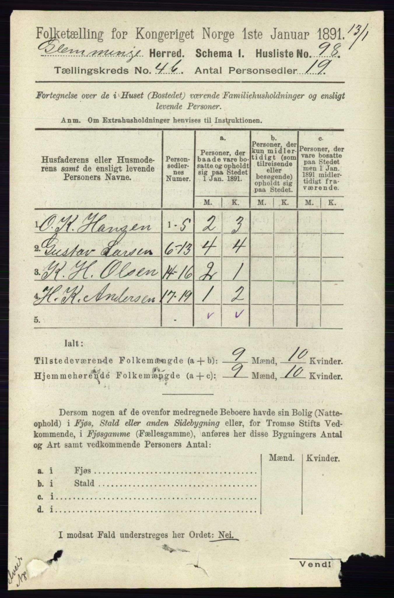 RA, 1891 census for 0132 Glemmen, 1891, p. 4831