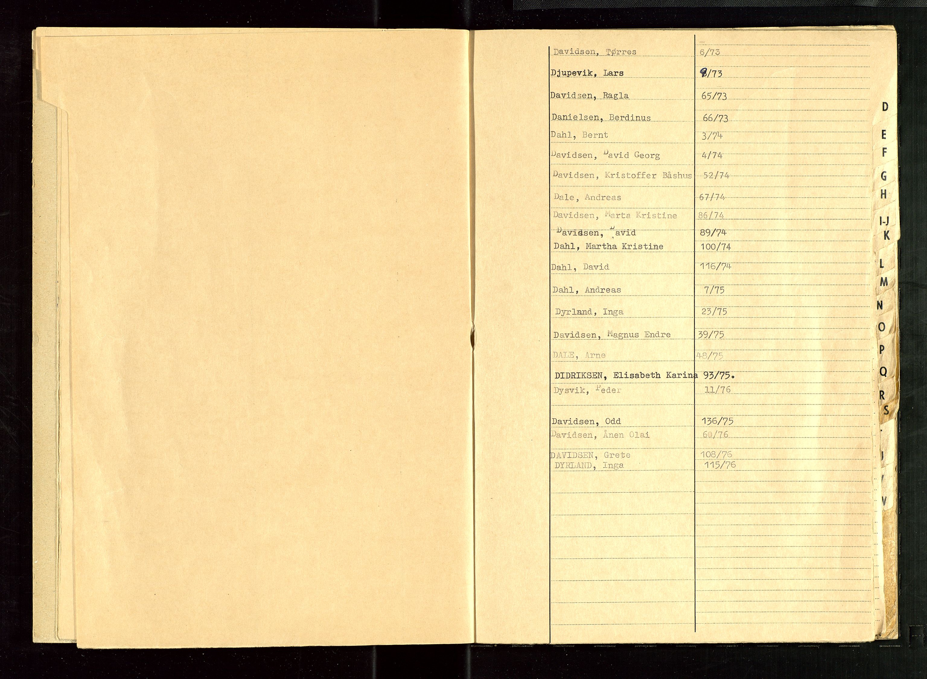 Skudenes lensmannskontor, AV/SAST-A-100444/Gga/L0013: "Dødsfallsregister 1973/ 74/ 75/ 76, 1973-1976, p. 5