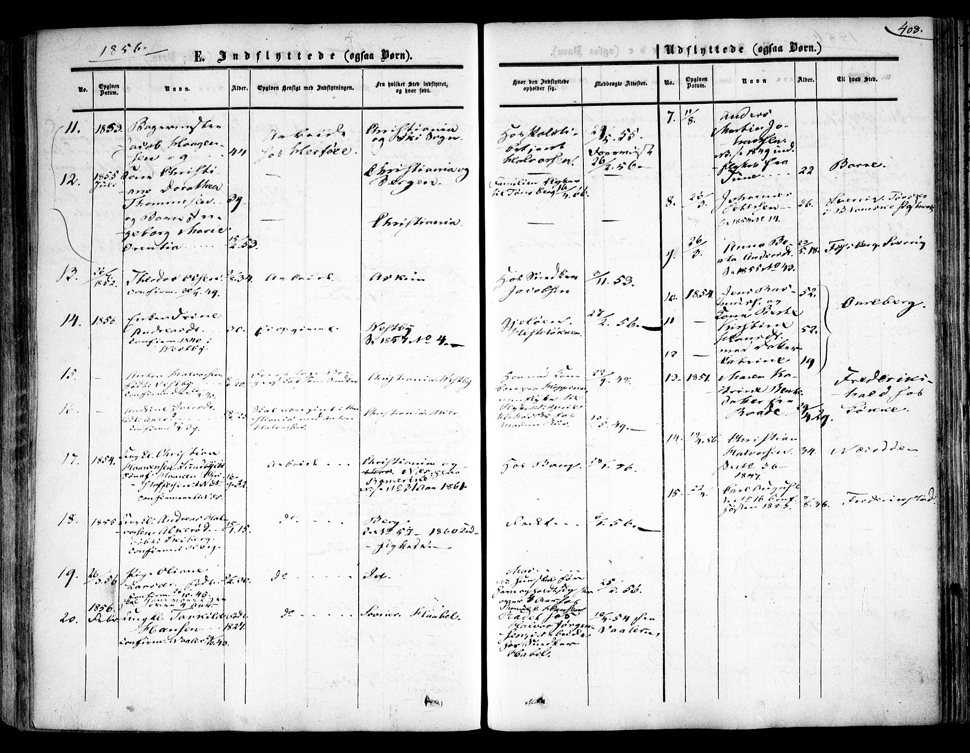 Moss prestekontor Kirkebøker, SAO/A-2003/F/Fa/L0008: Parish register (official) no. I 8, 1852-1869, p. 408