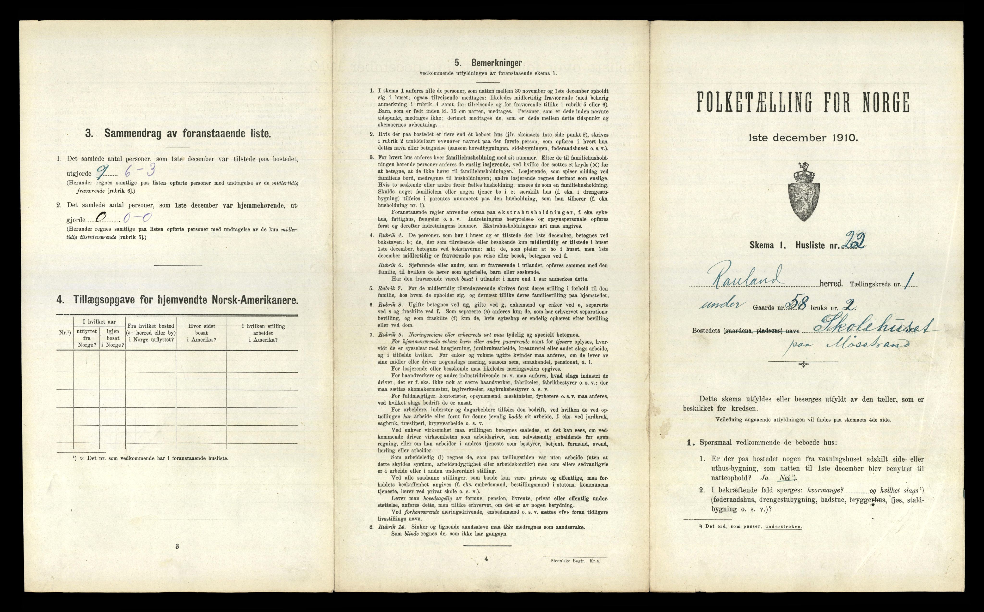 RA, 1910 census for Rauland, 1910, p. 83