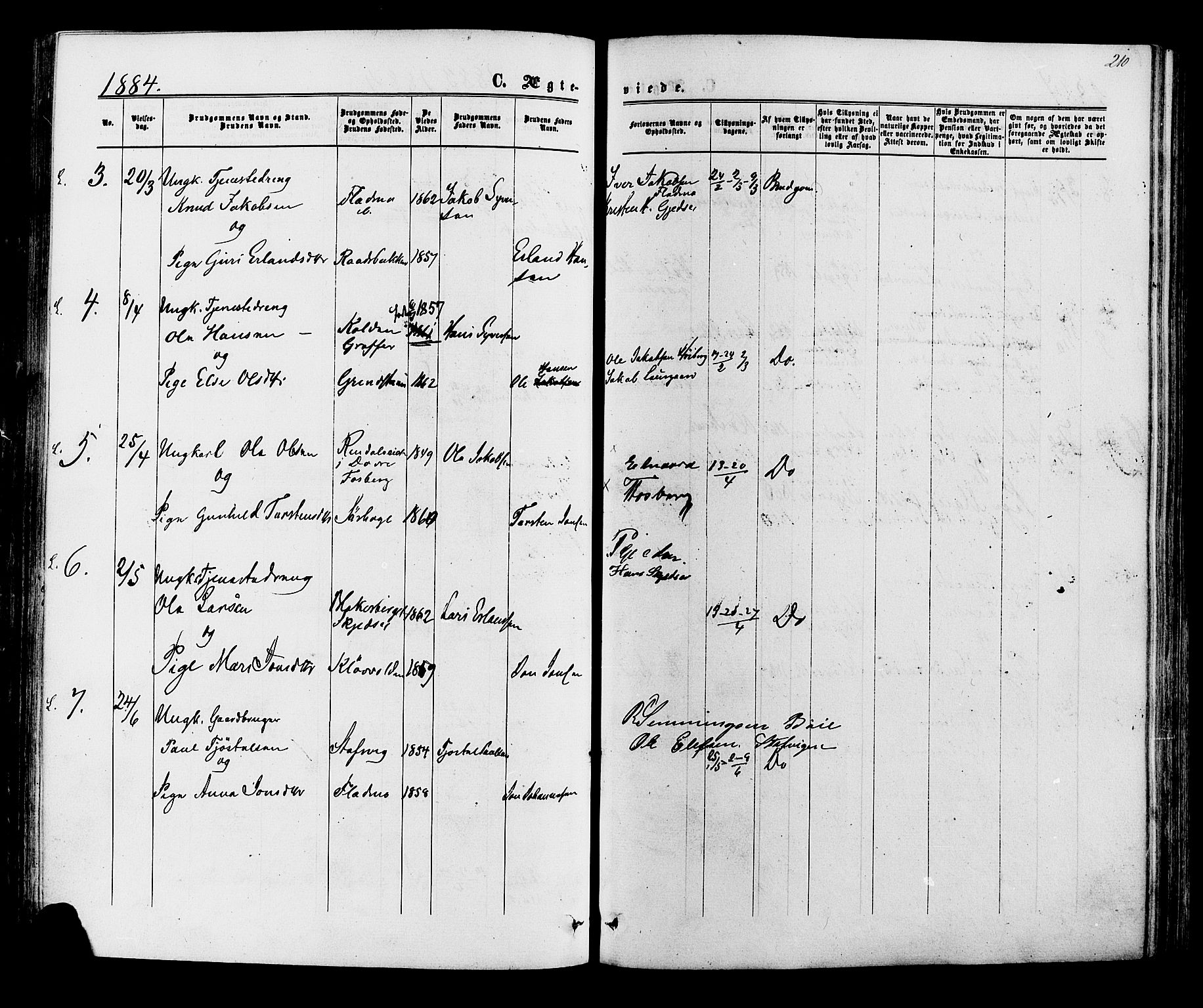 Lom prestekontor, SAH/PREST-070/K/L0007: Parish register (official) no. 7, 1863-1884, p. 210