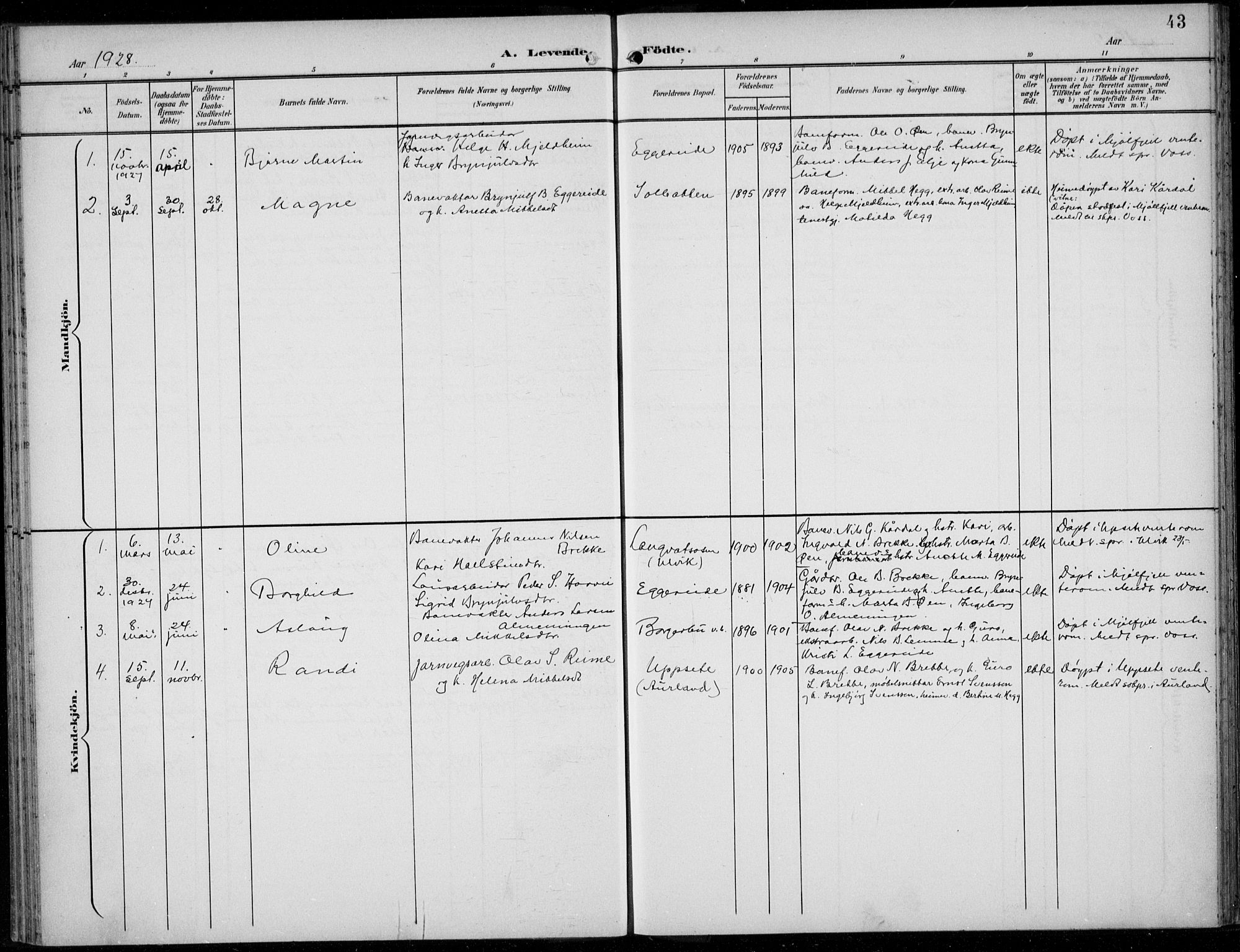 Parish register (official) no. A  1, 1900-1939, p. 43