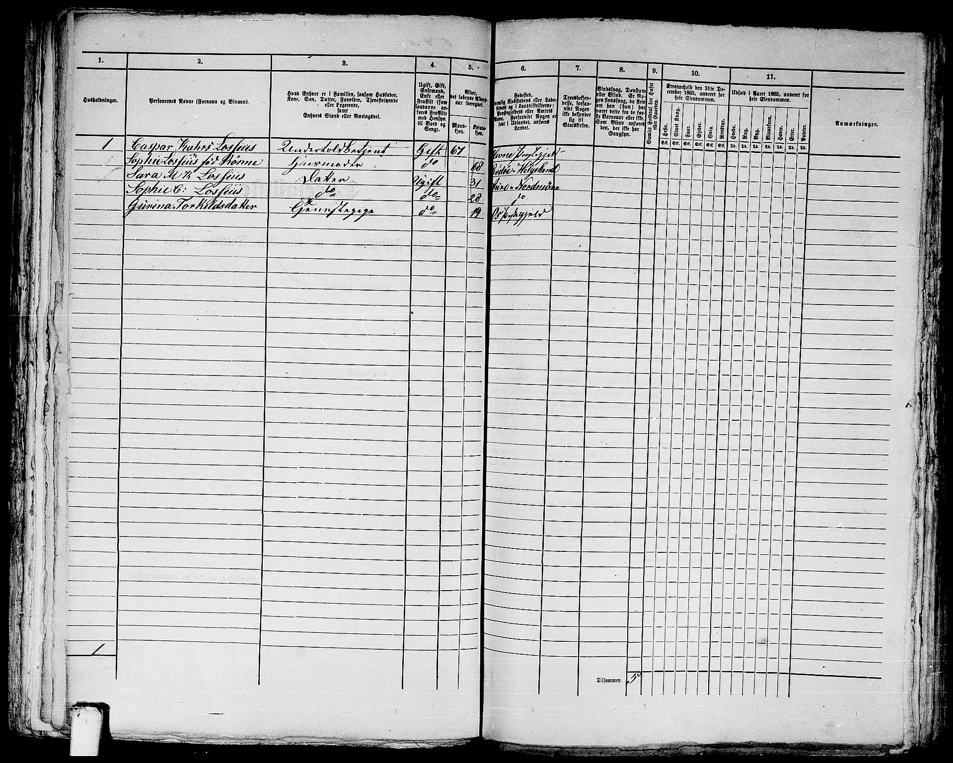 RA, 1865 census for Bergen, 1865, p. 722